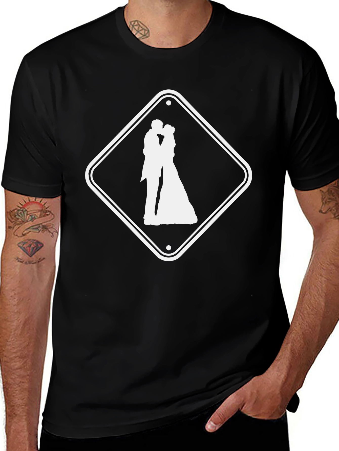 Wedding Ahead T-Shirt - Black Crew Neck Tee