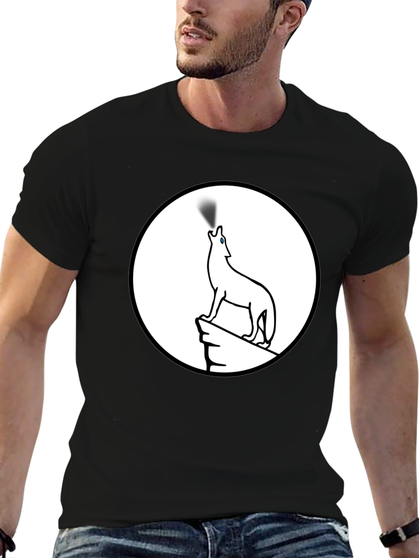 Wolf Howling Moon Graphic T-Shirt