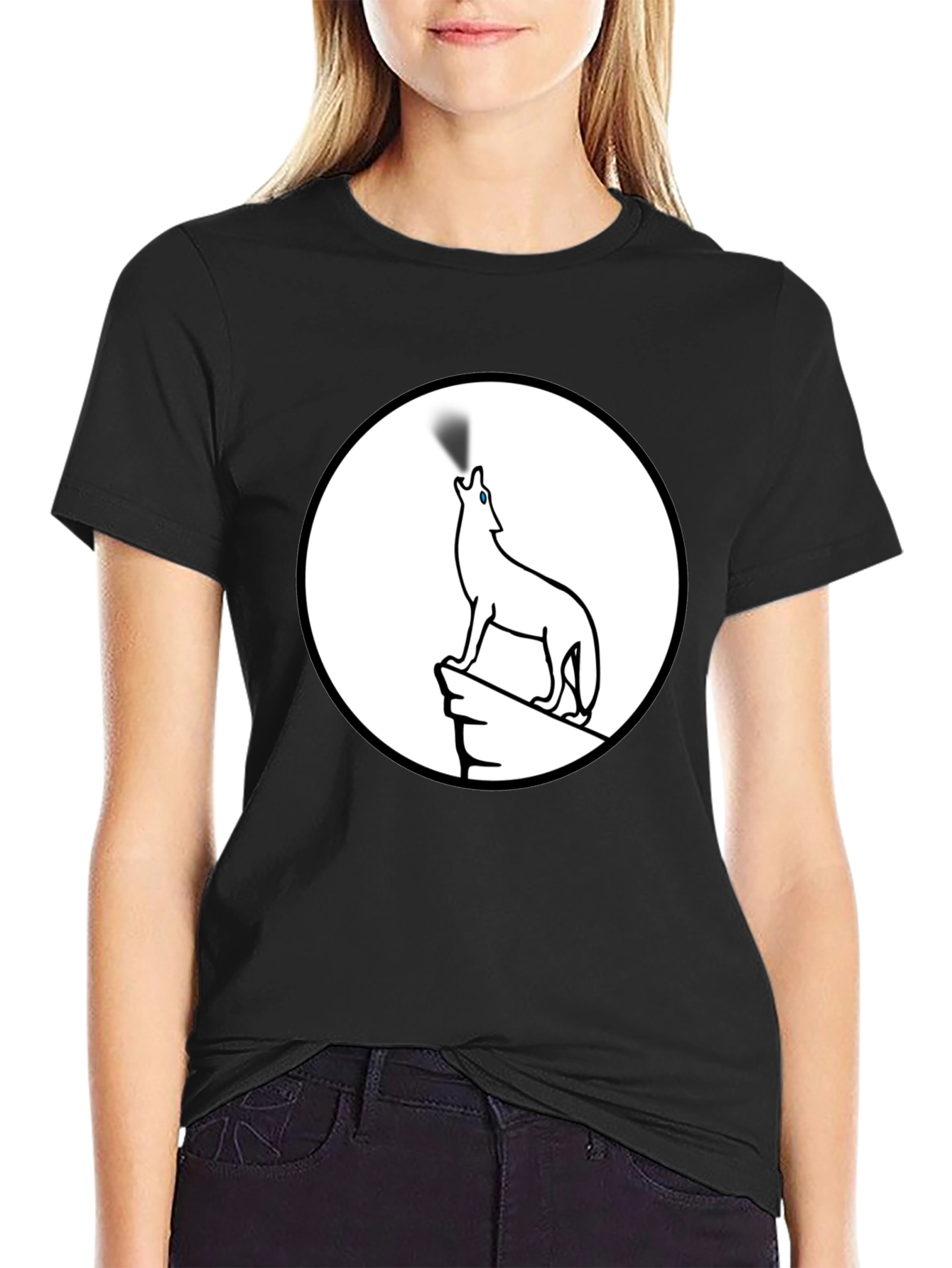 Wolf Howling Moon Graphic T-Shirt