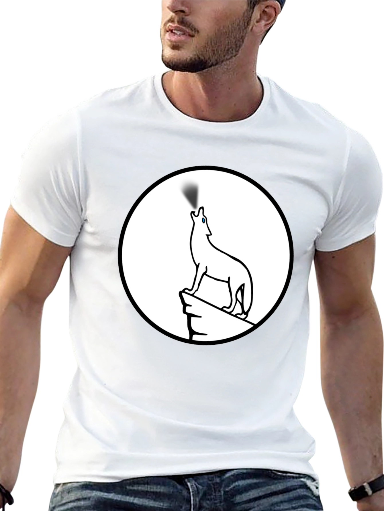 Wolf Howling Moon Graphic T-Shirt