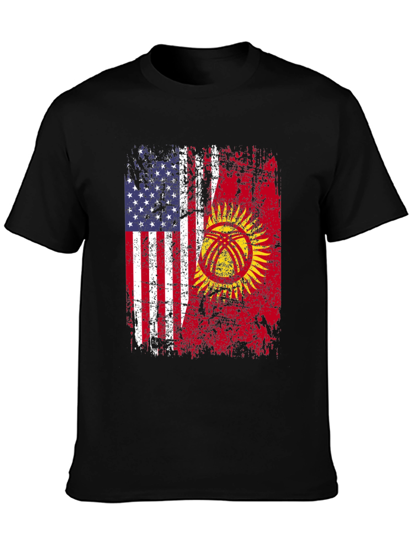 USA & Kyrgyzstan Flag Graphic T-Shirt