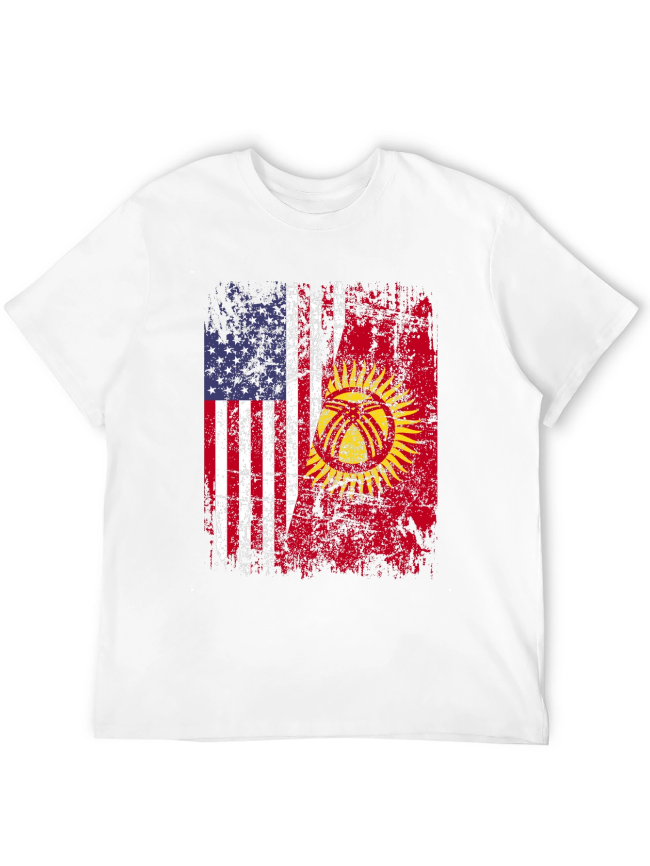 USA & Kyrgyzstan Flag Graphic T-Shirt