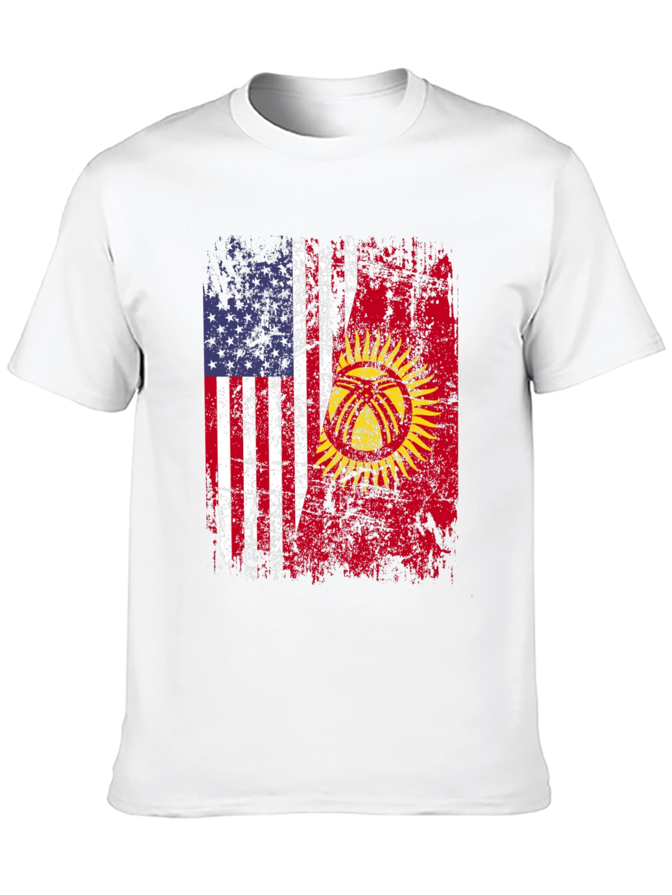 USA & Kyrgyzstan Flag Graphic T-Shirt
