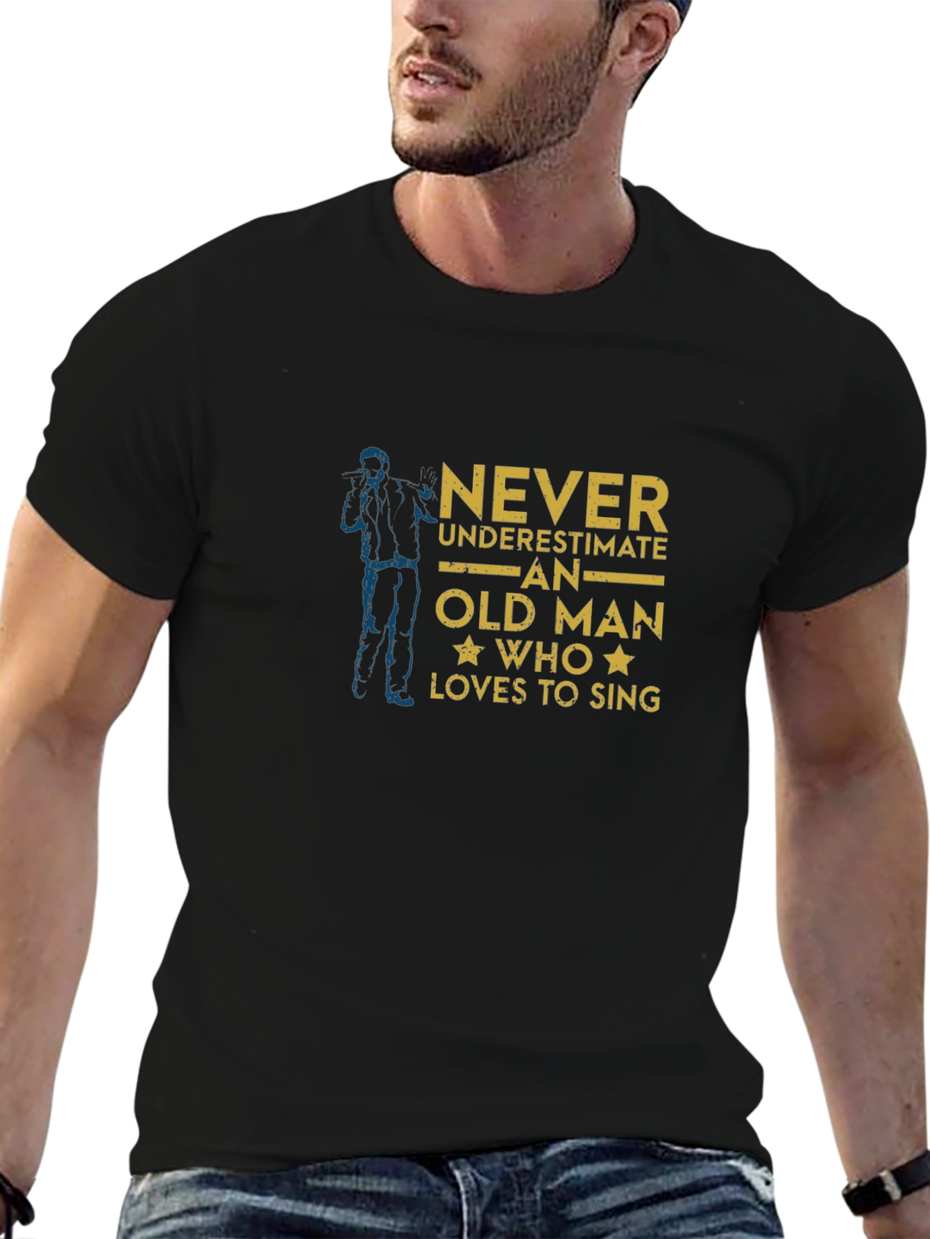 Never Underestimate Old Man Who Loves To Sing T-Shirt