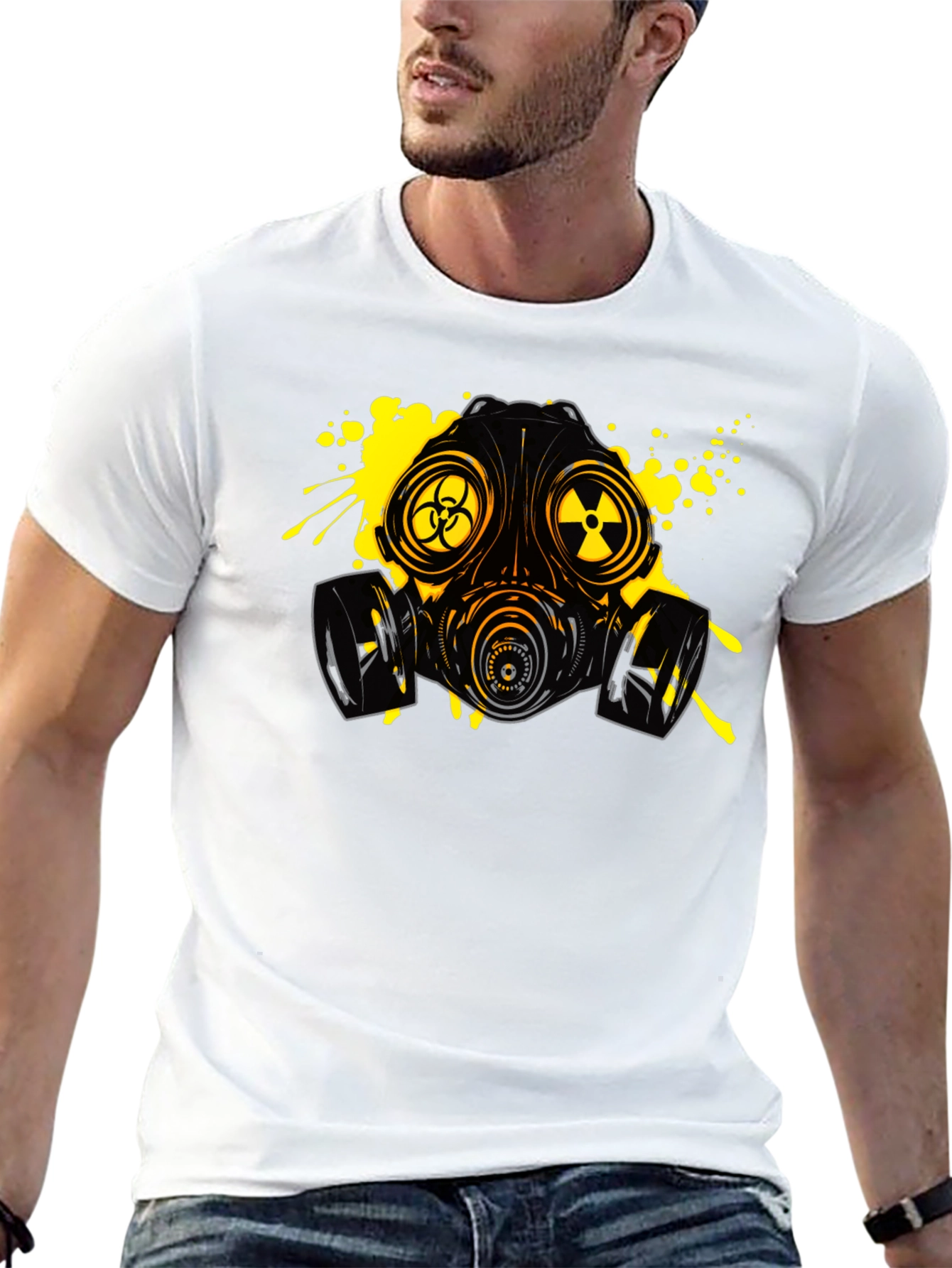 Biohazard Gas Mask Graphic Tee - Black