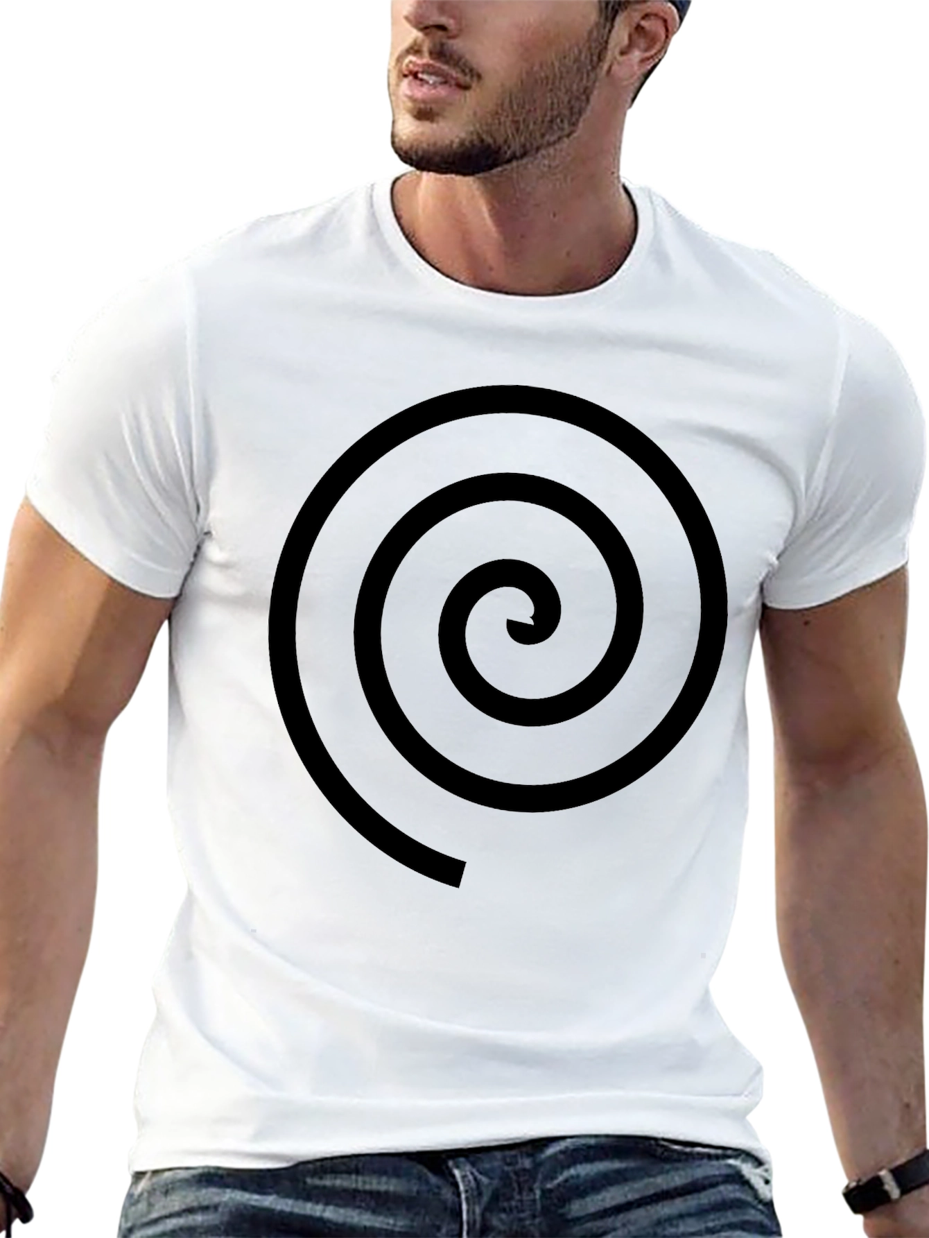 Spiral Graphic Tee - Classic Black Cotton T-Shirt