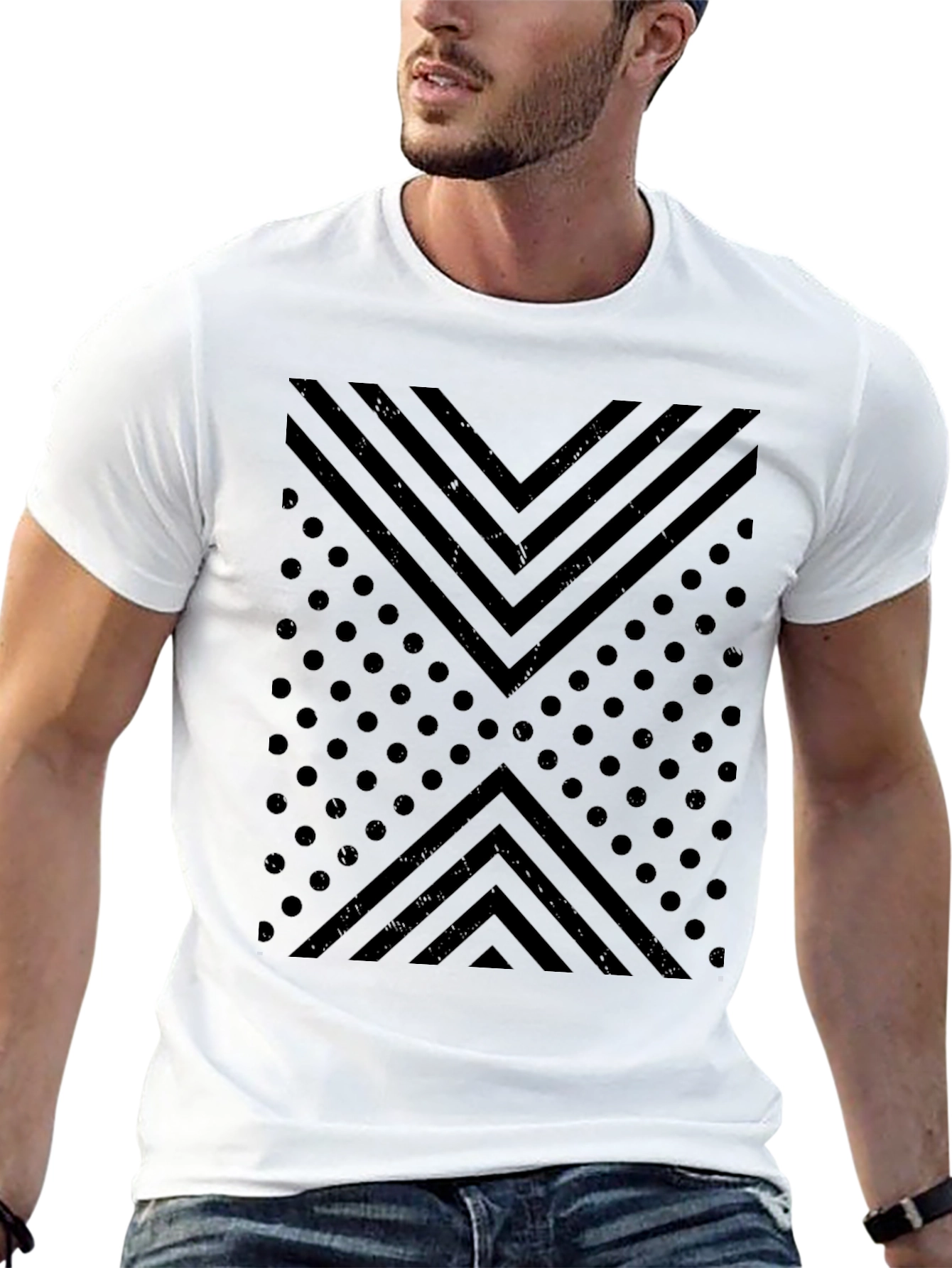 Geometric Print Crew Neck T-Shirt