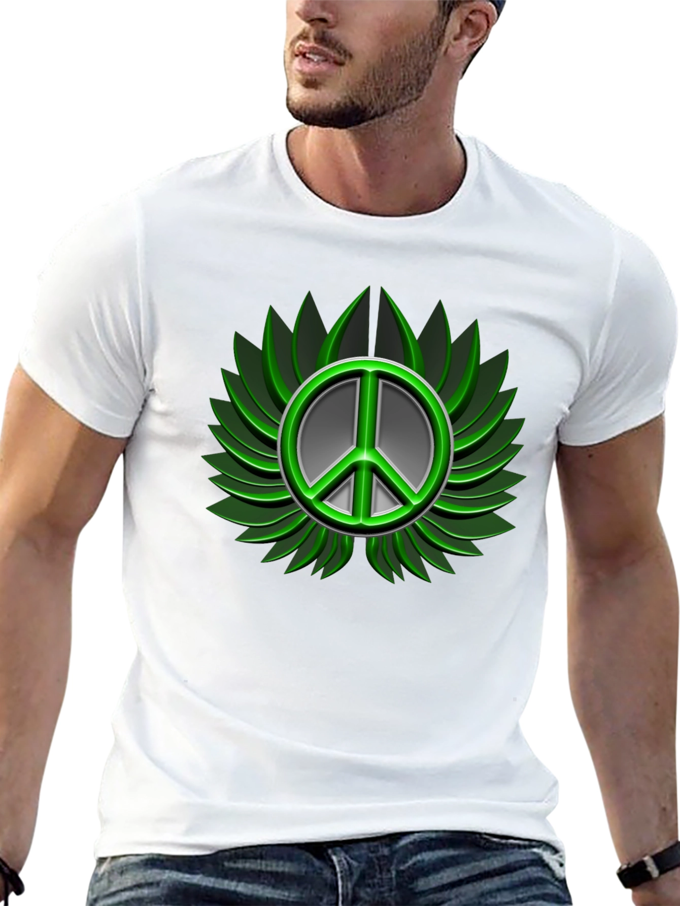 Peace Sign Graphic Black T-Shirt