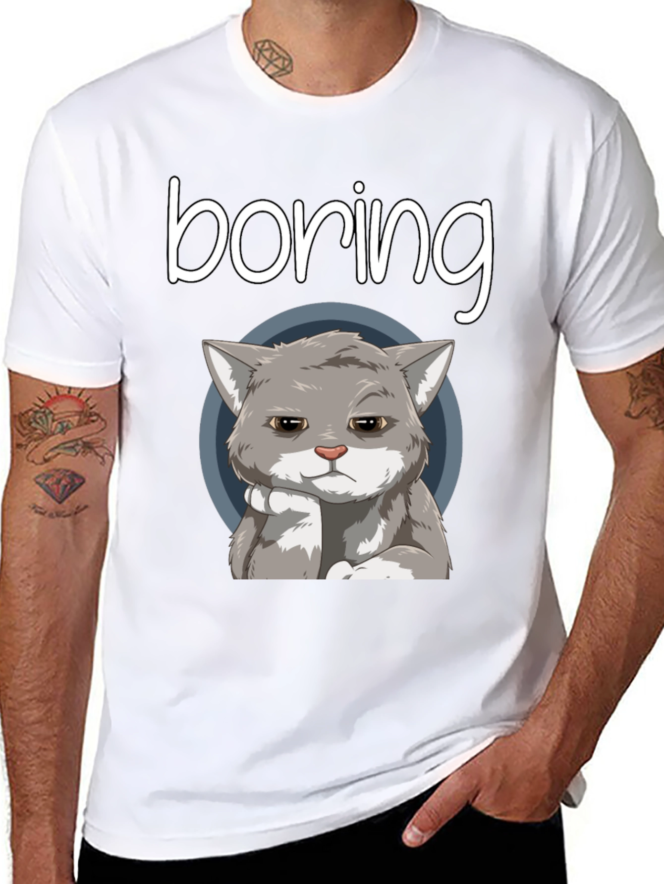 Boring Cat T-Shirt - Funny Graphic Tee