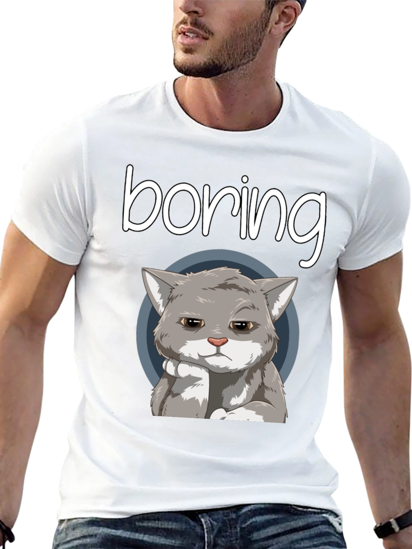 Boring Cat T-Shirt - Funny Graphic Tee