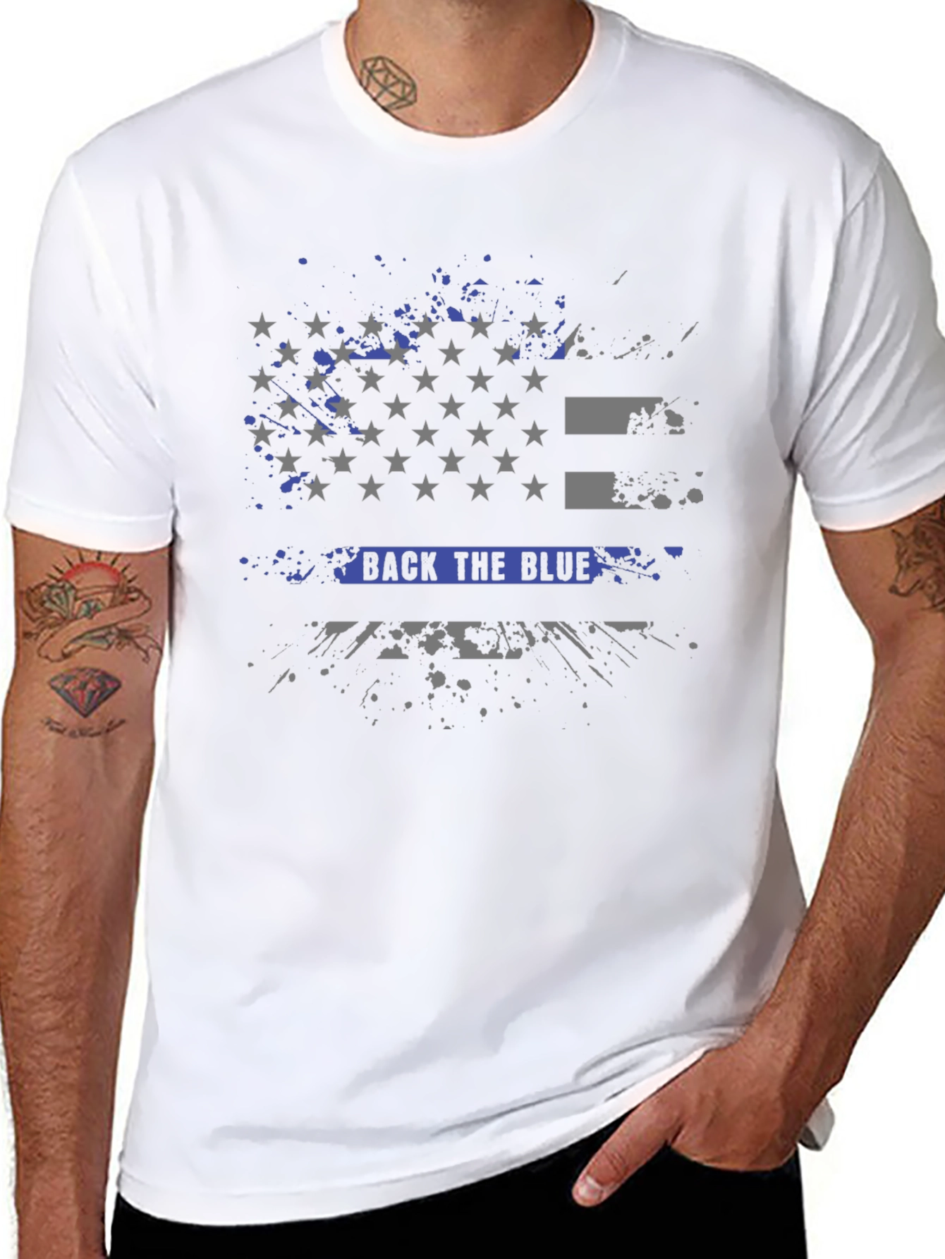 Back The Blue T-Shirt Patriotic Flag Design