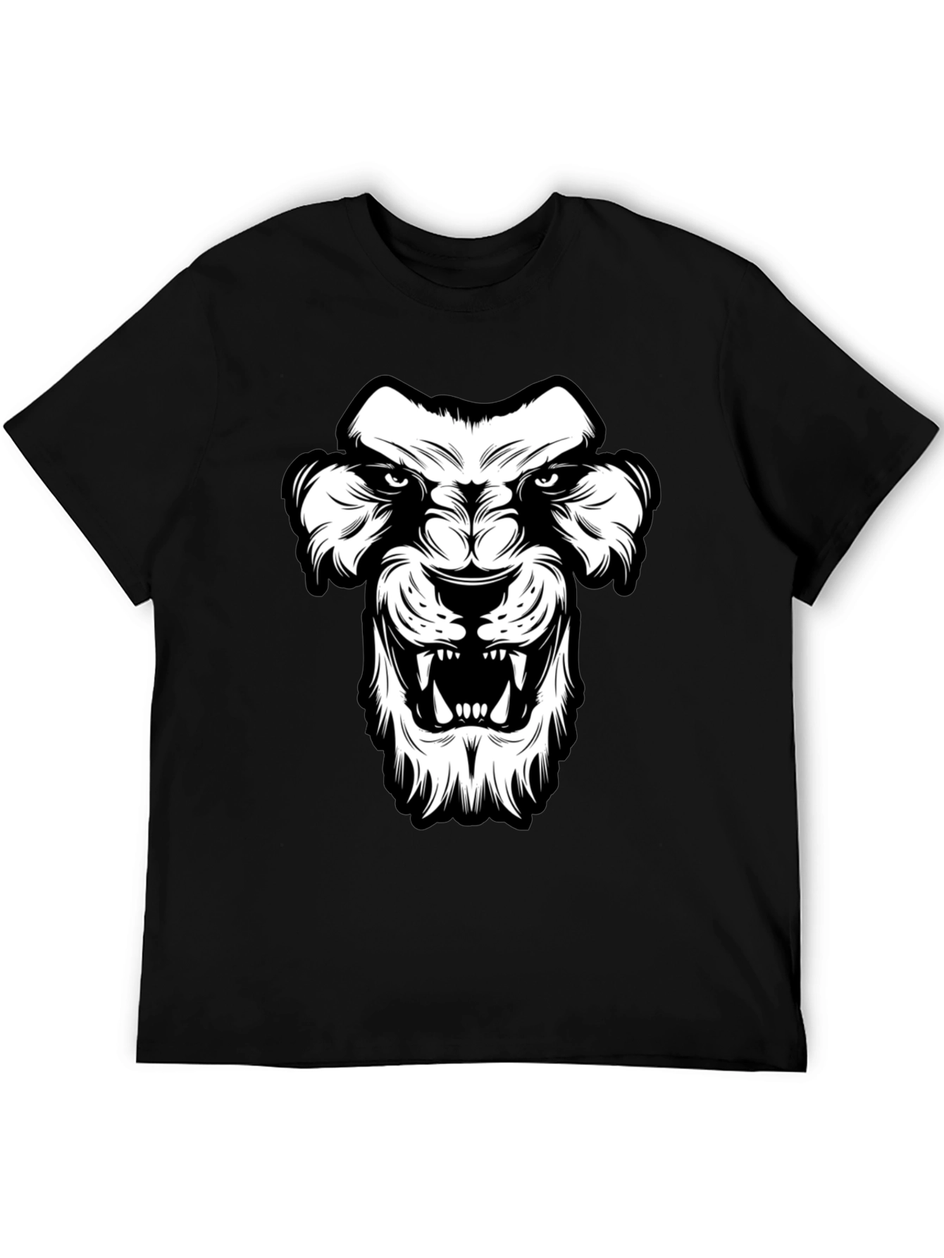 Black T-Shirt with Lion Graphic