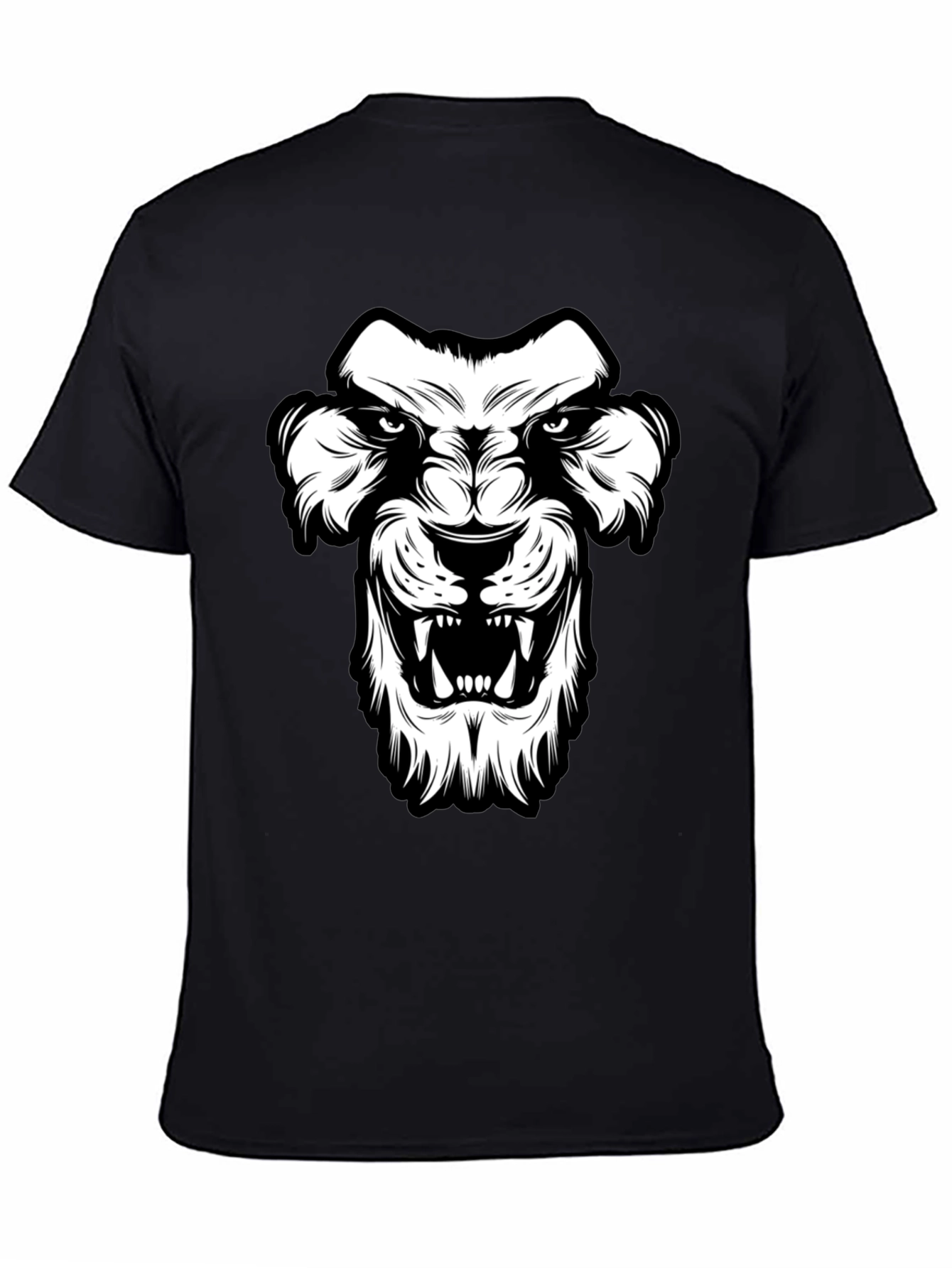 Black T-Shirt with Lion Graphic