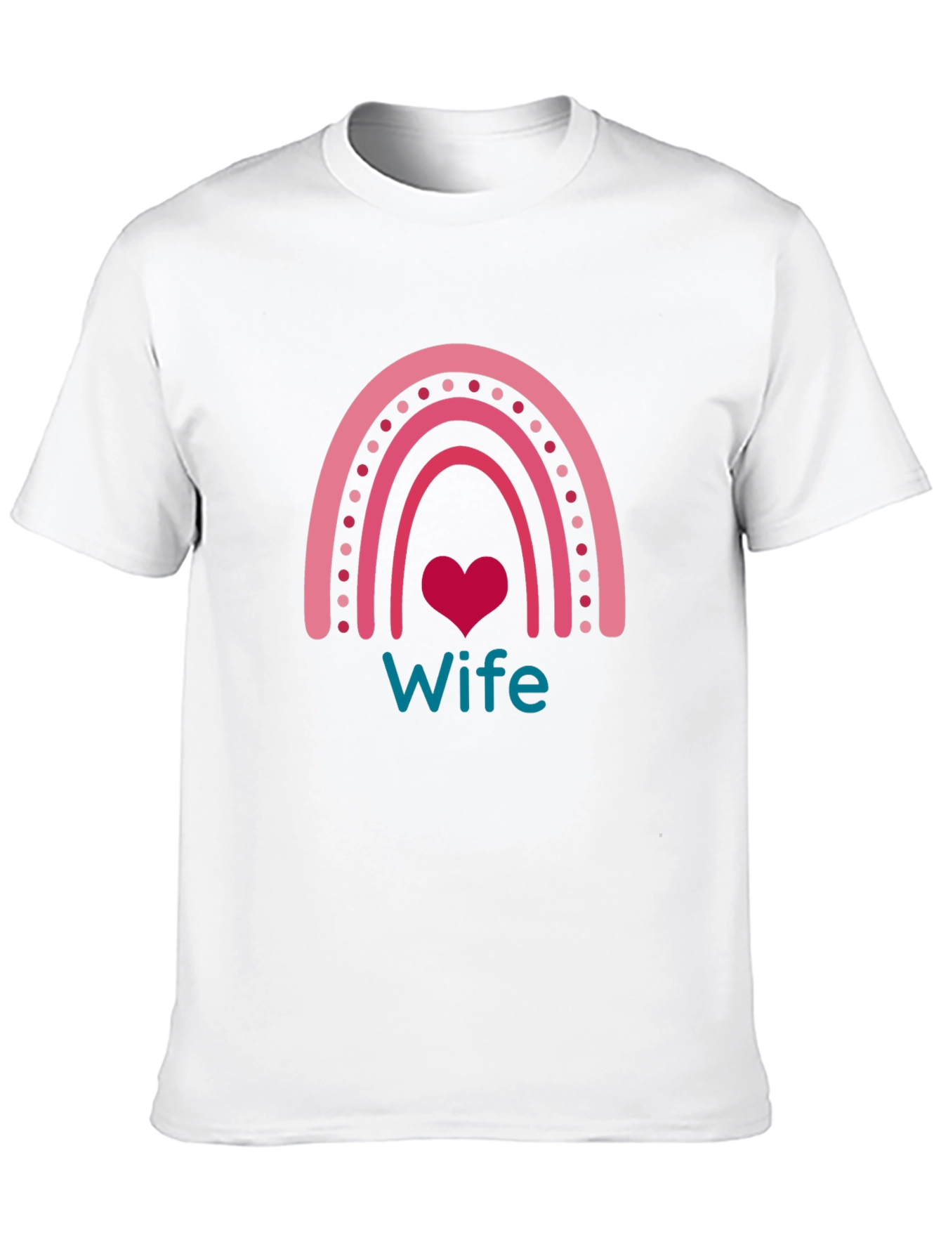 Wife Rainbow Heart Graphic Tee - Black Cotton Blend