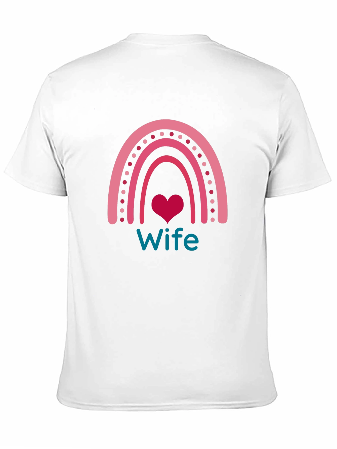 Wife Rainbow Heart Graphic Tee - Black Cotton Blend