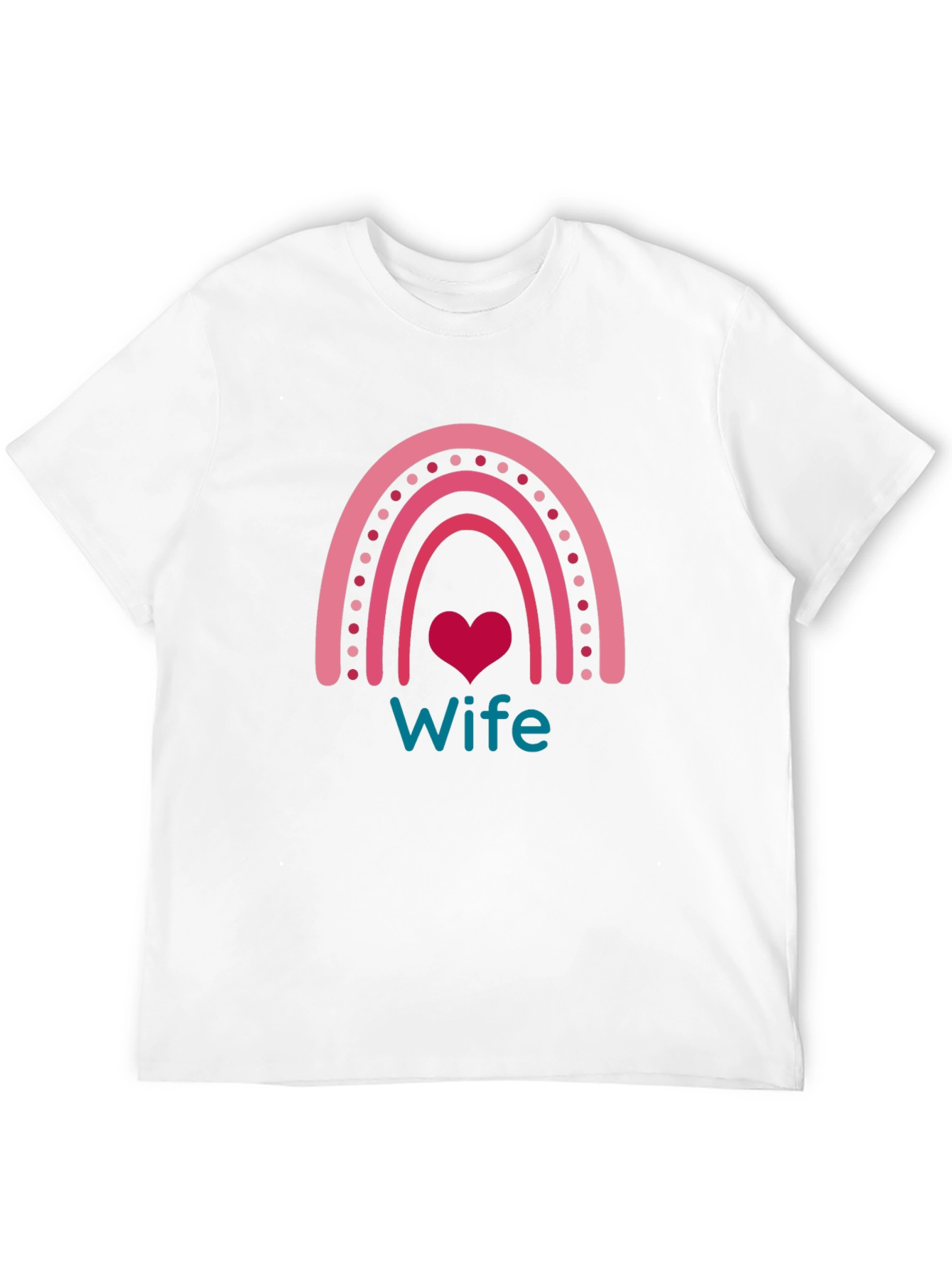 Wife Rainbow Heart Graphic Tee - Black Cotton Blend