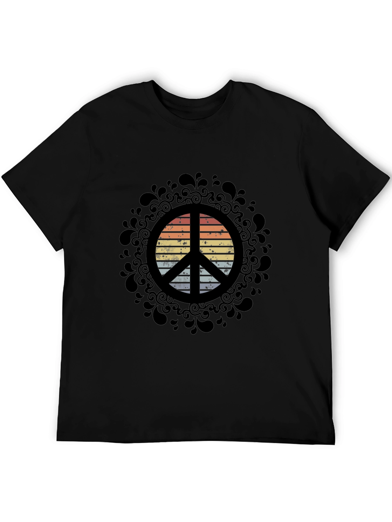 Retro Peace Sign Graphic Tee - Black