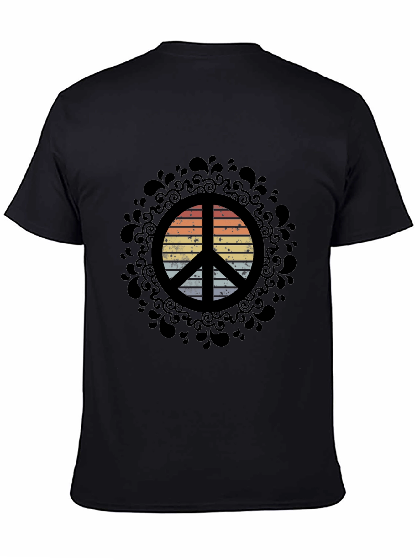 Retro Peace Sign Graphic Tee - Black