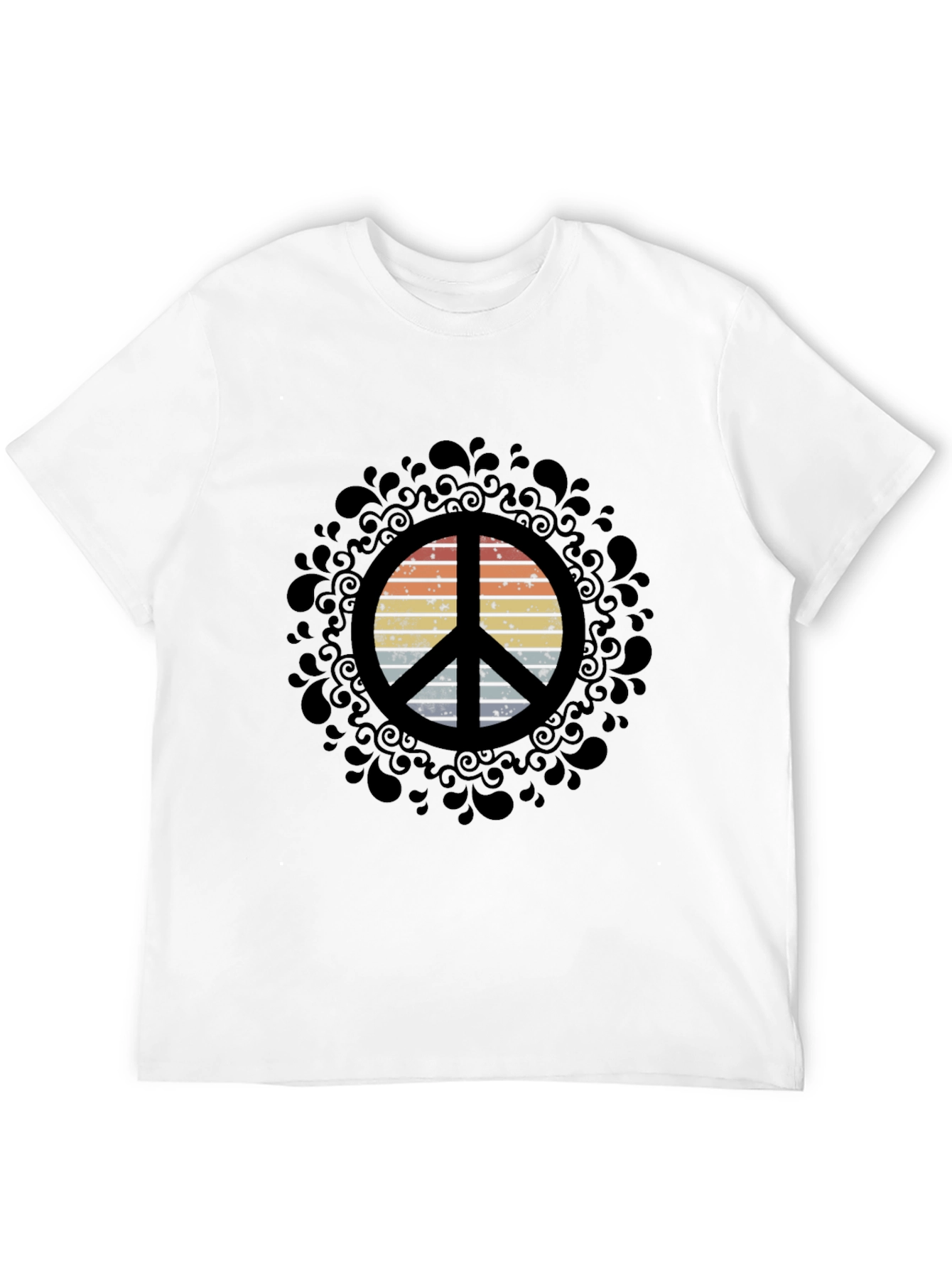 Retro Peace Sign Graphic Tee - Black