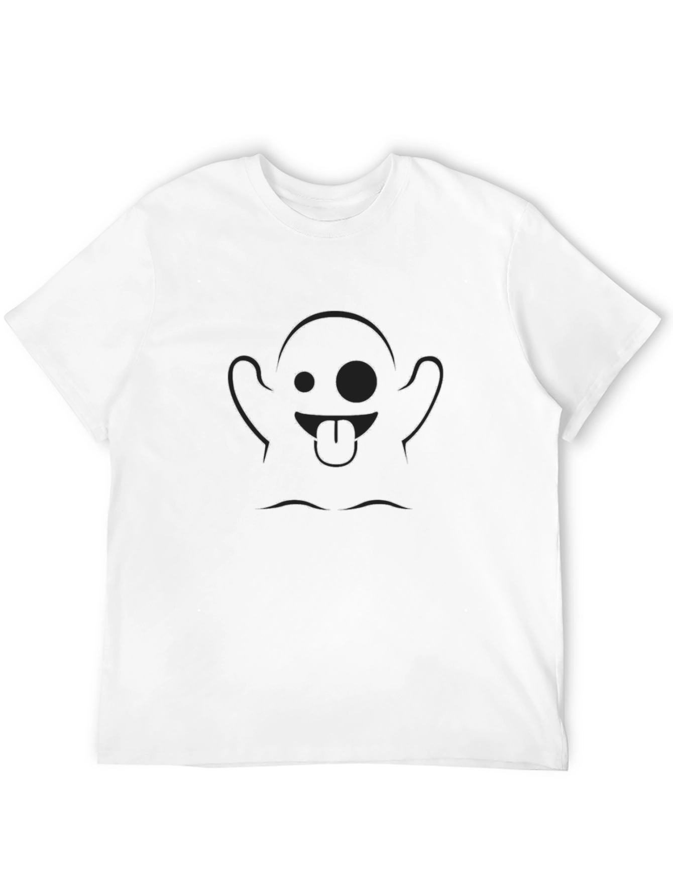 Funny Ghost Graphic Tee - Black Cotton Casual T-Shirt
