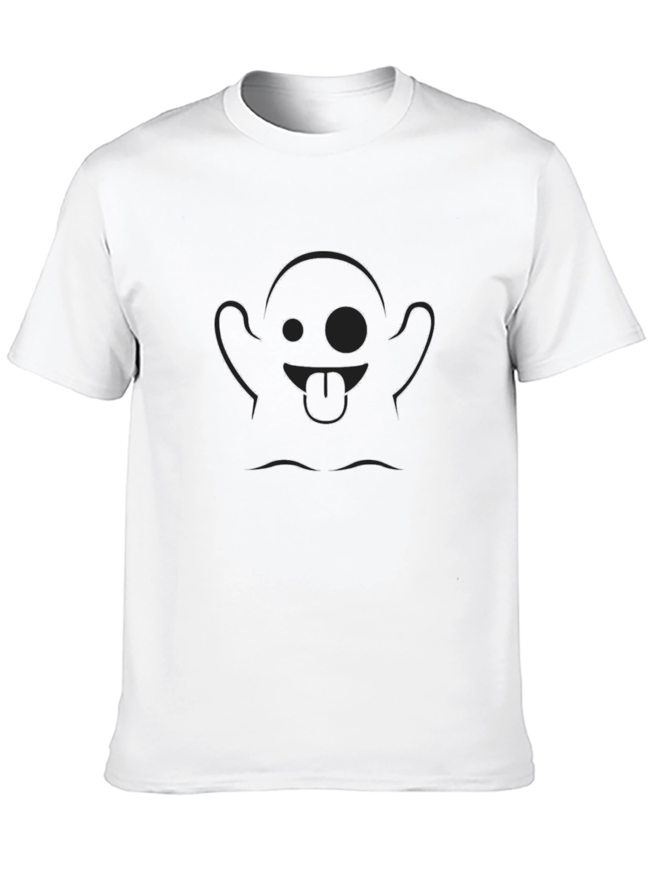 Funny Ghost Graphic Tee - Black Cotton Casual T-Shirt