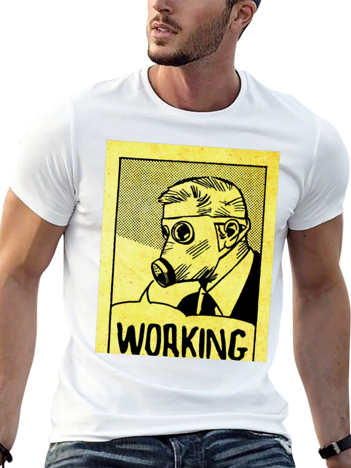 Working Man Gas Mask Graphic Tee - Black
