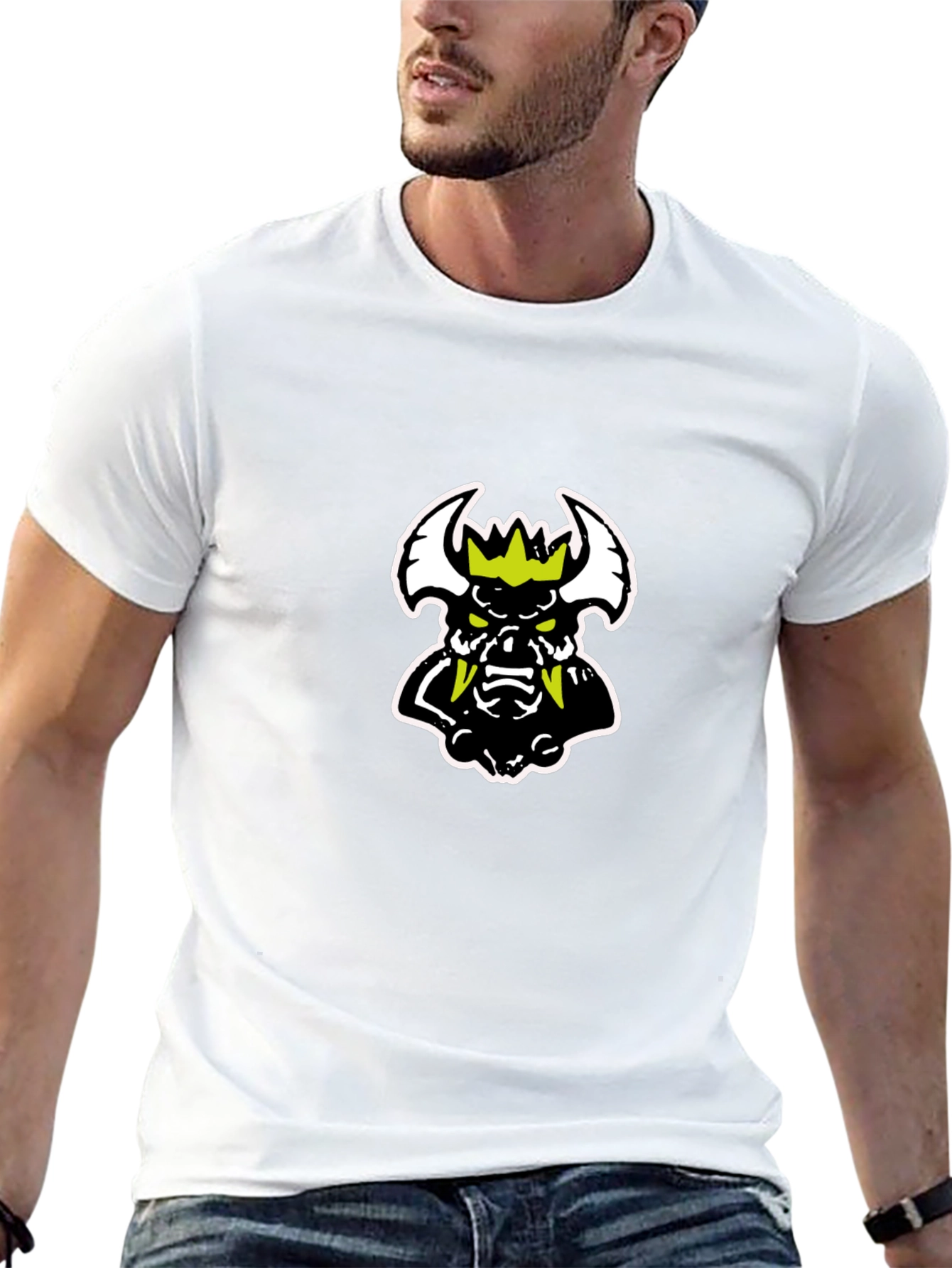 Edgy Black T-Shirt with Cartoon Monster Graphic