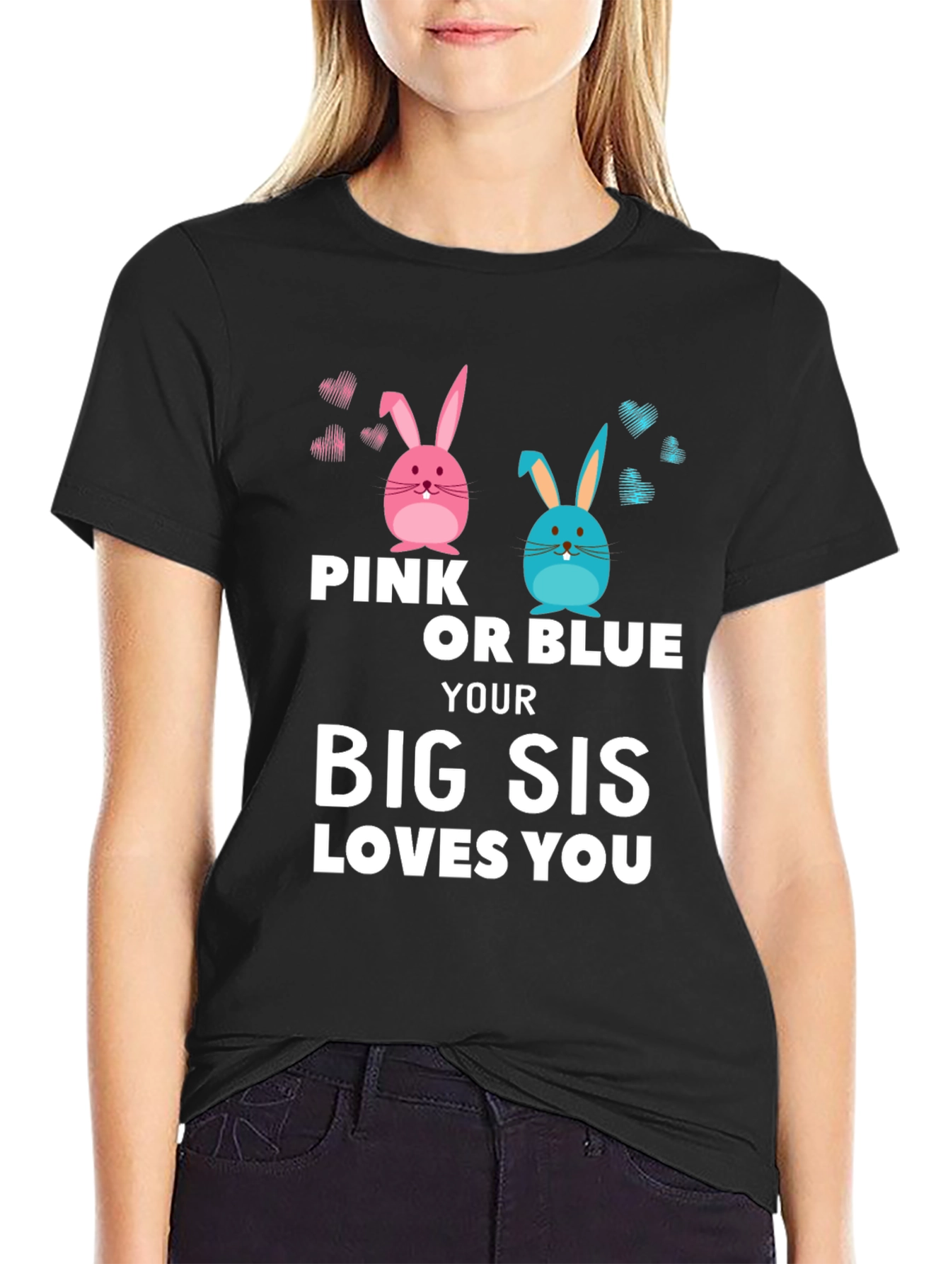 Pink or Blue Big Sis Loves You T-Shirt