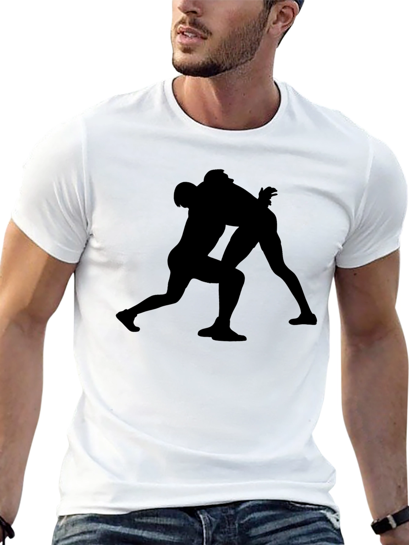 Wrestling Silhouette Black T-Shirt