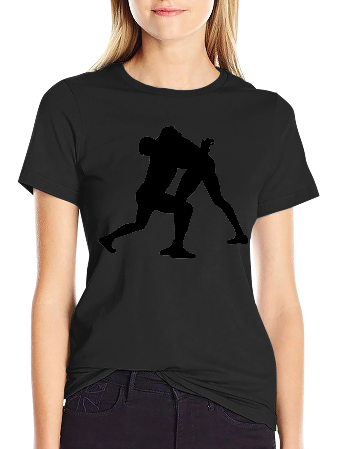 Wrestling Silhouette Black T-Shirt