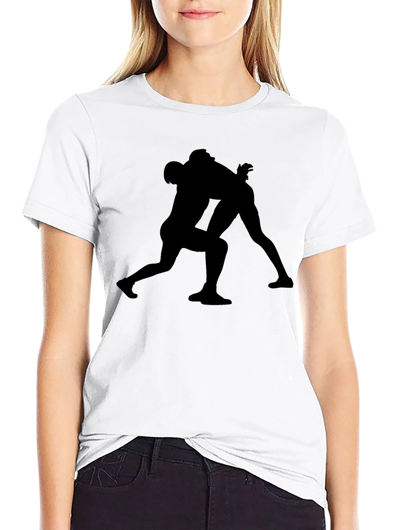 Wrestling Silhouette Black T-Shirt