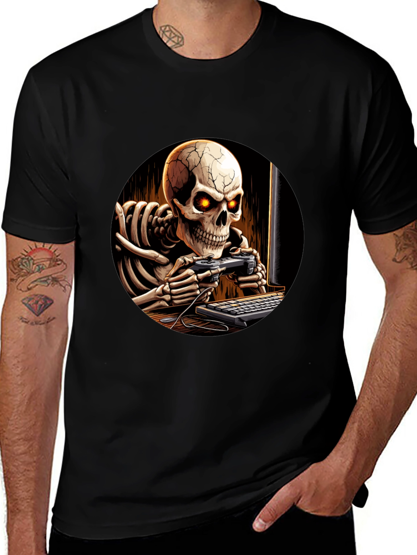 Skeleton Gamer Black T-Shirt
