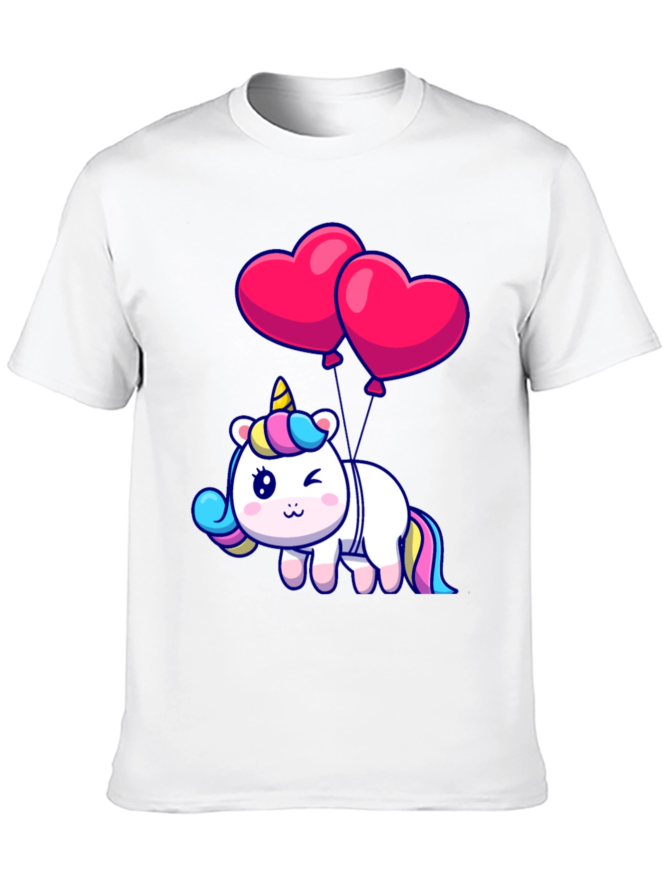 Unicorn with Heart Balloons Graphic Tee