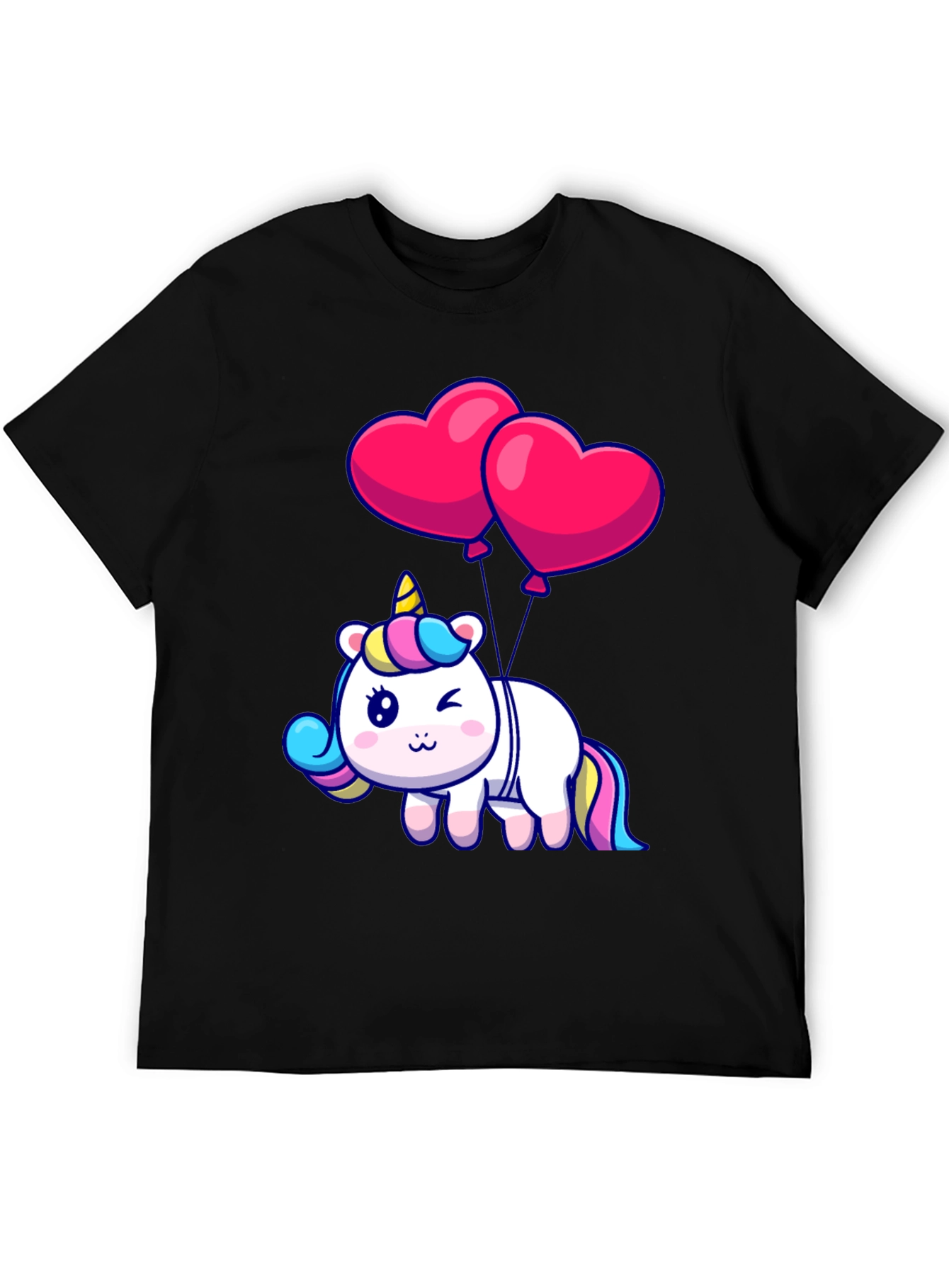 Unicorn with Heart Balloons Graphic Tee