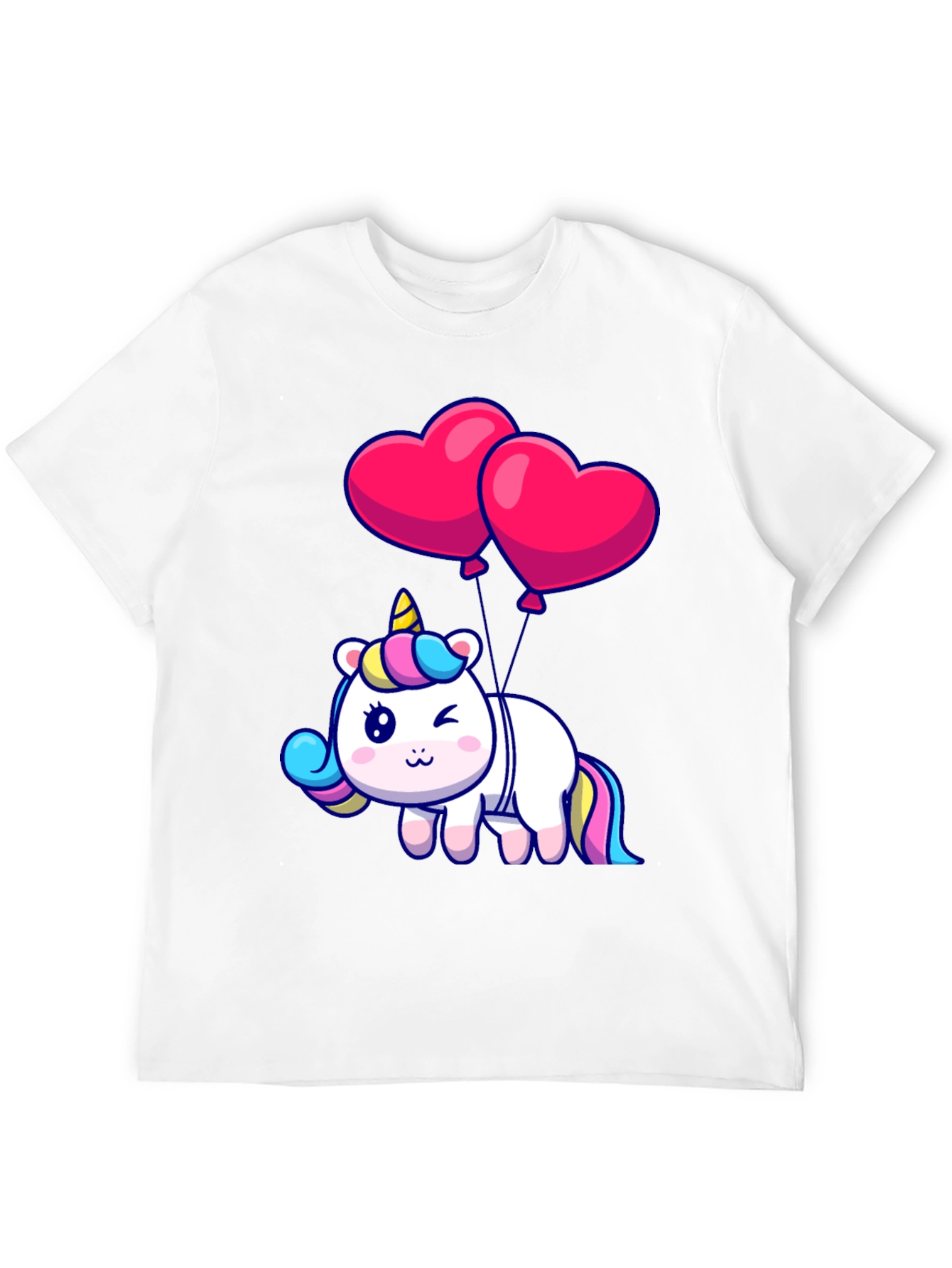 Unicorn with Heart Balloons Graphic Tee