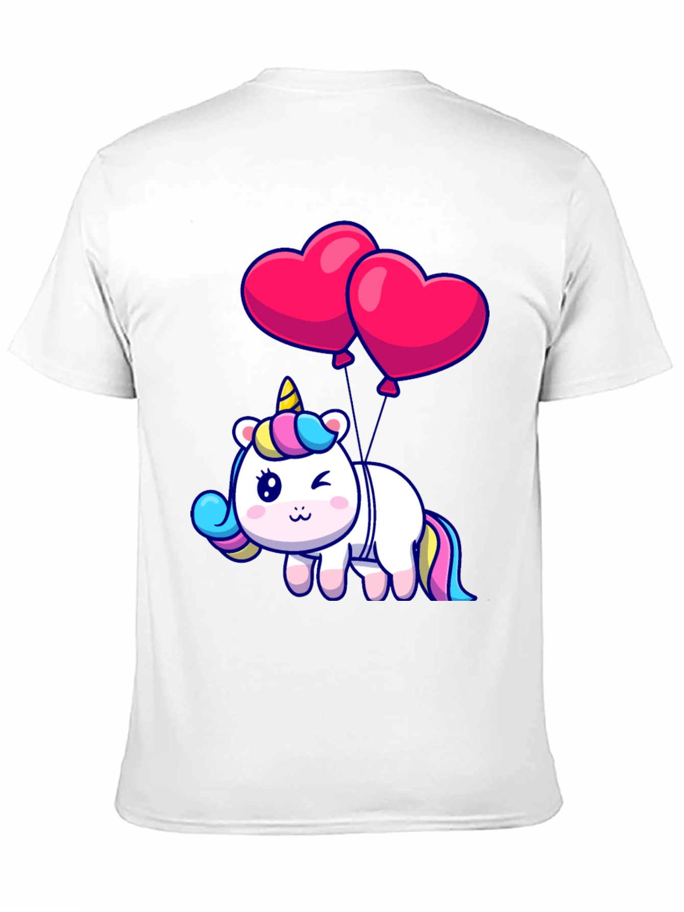 Unicorn with Heart Balloons Graphic Tee