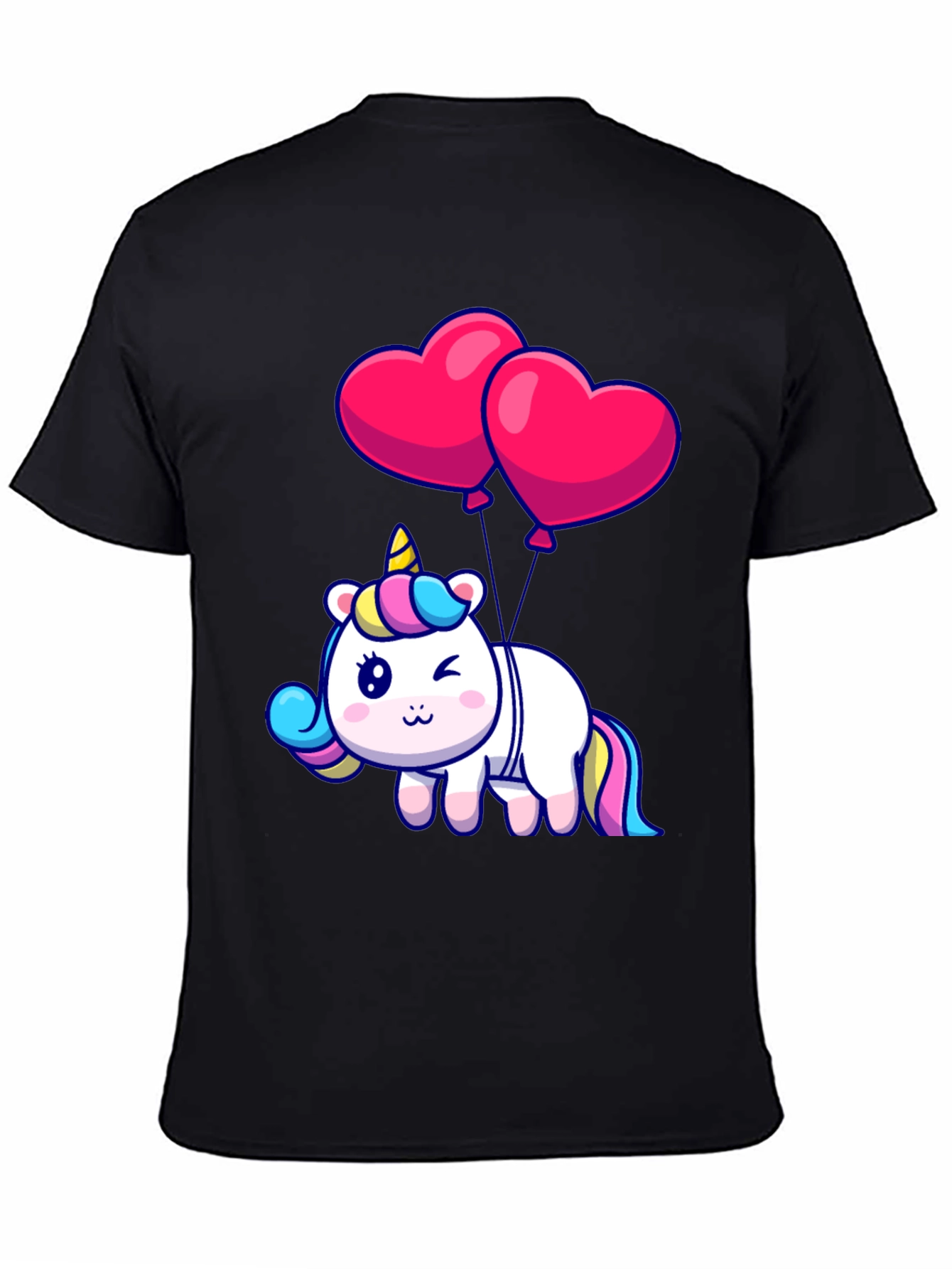 Unicorn with Heart Balloons Graphic Tee