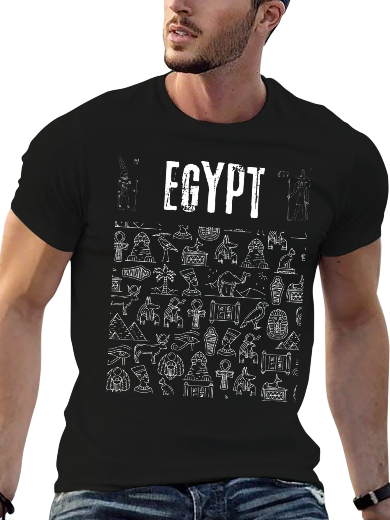 Egypt Graphic Print Black T-Shirt