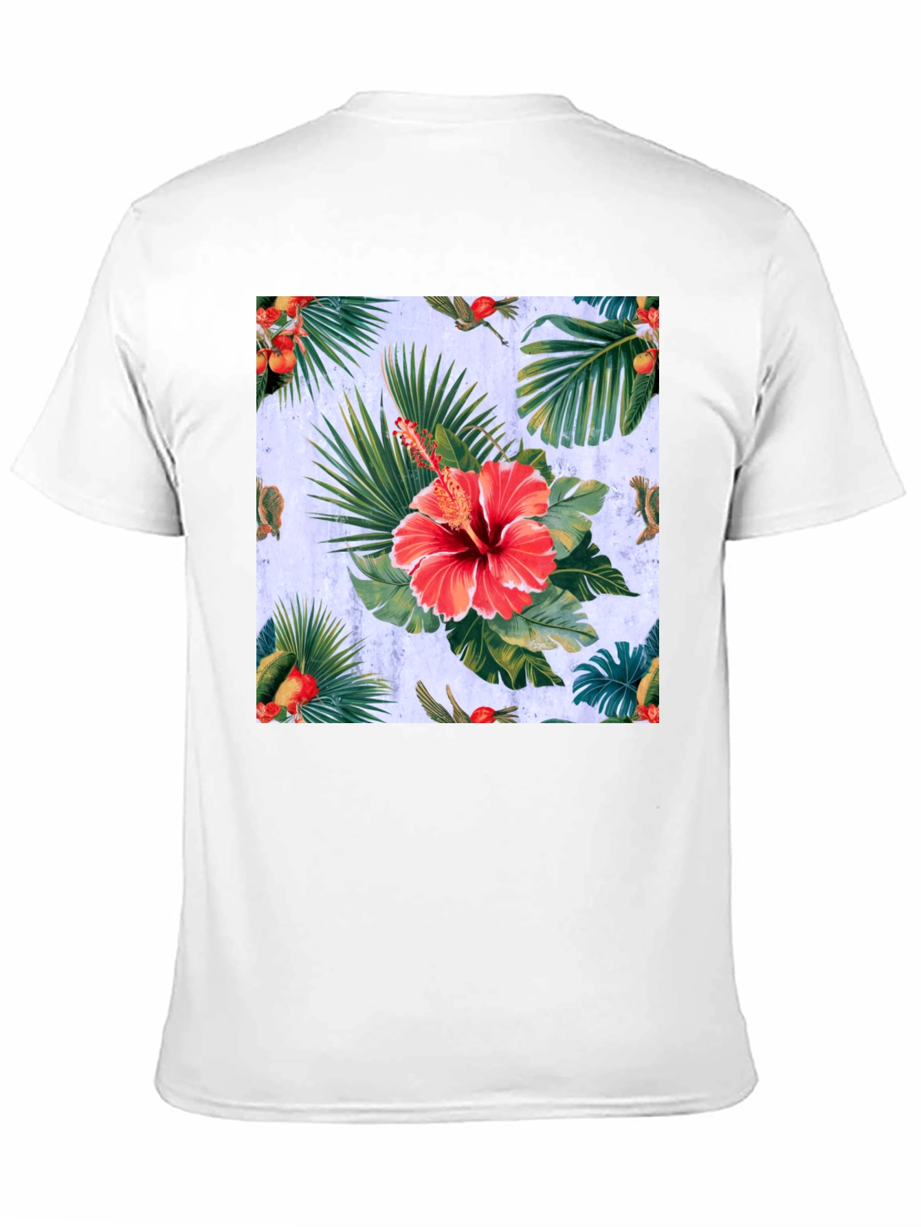 Tropical Hibiscus Print Black T-Shirt