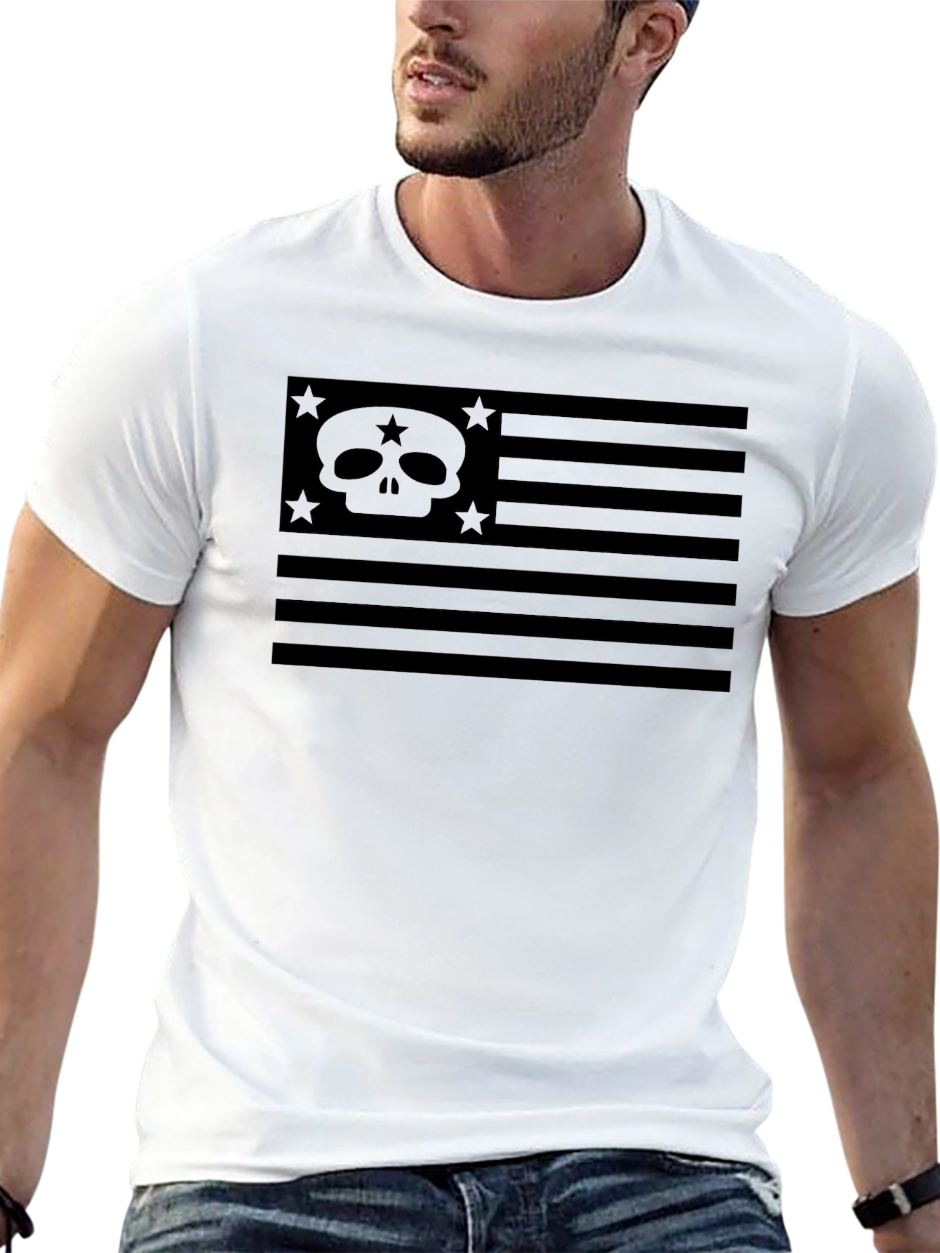 Skull Flag Graphic Tee - Black