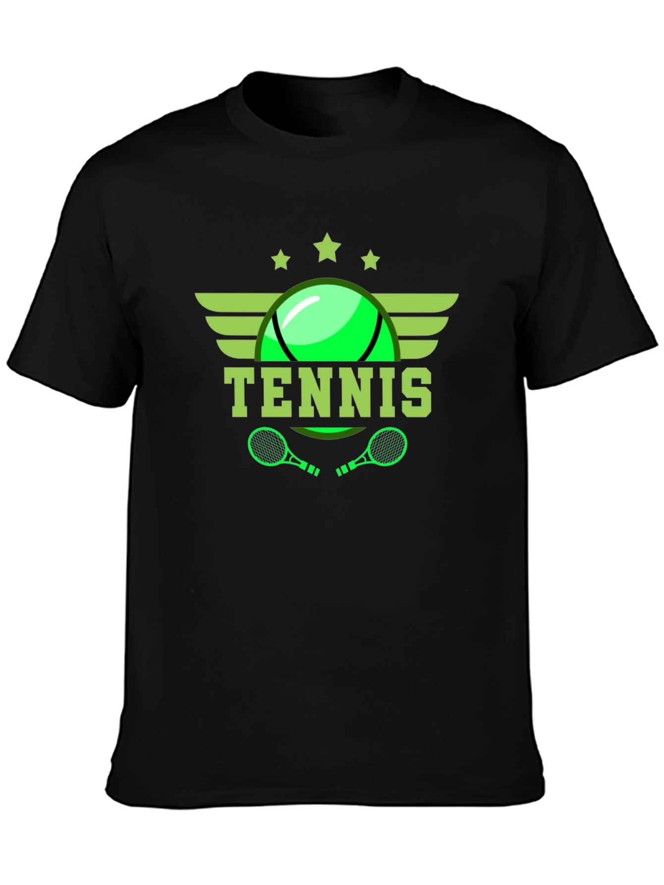 Tennis Graphic Tee - Black Cotton T-Shirt