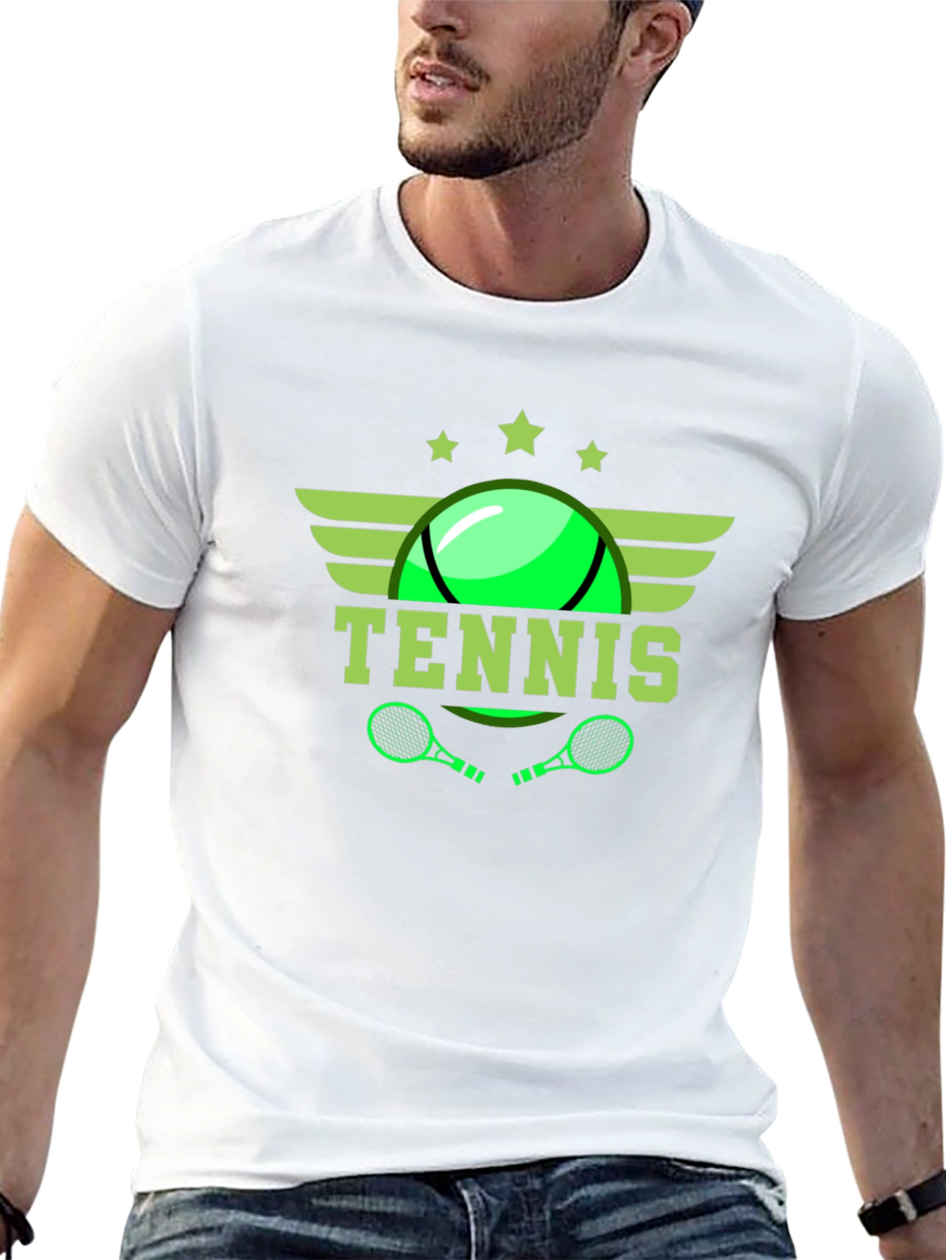 Tennis Graphic Tee - Black Cotton T-Shirt