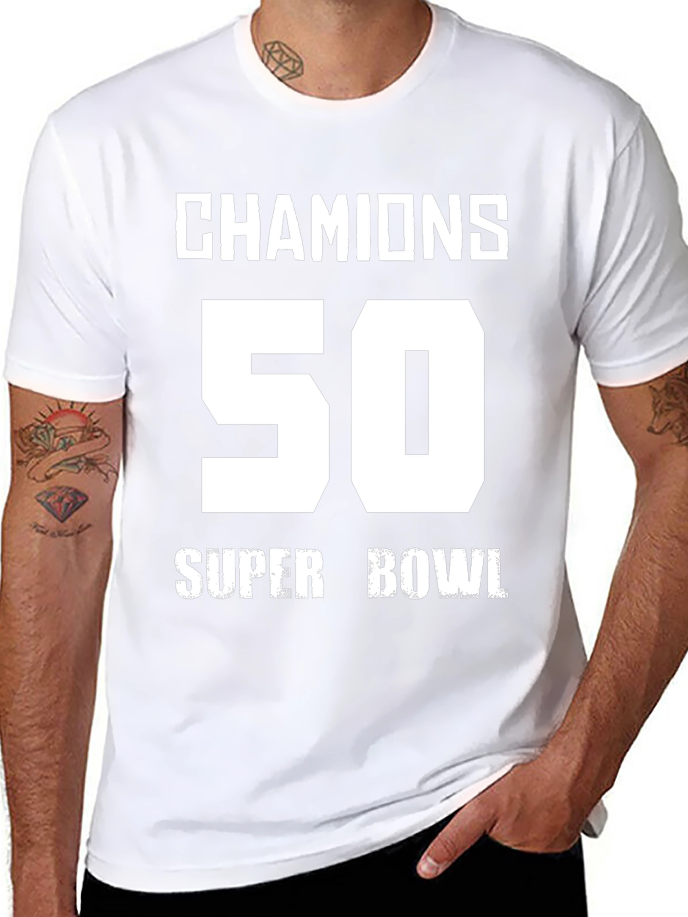 Champions 50 Super Bowl Black T-Shirt