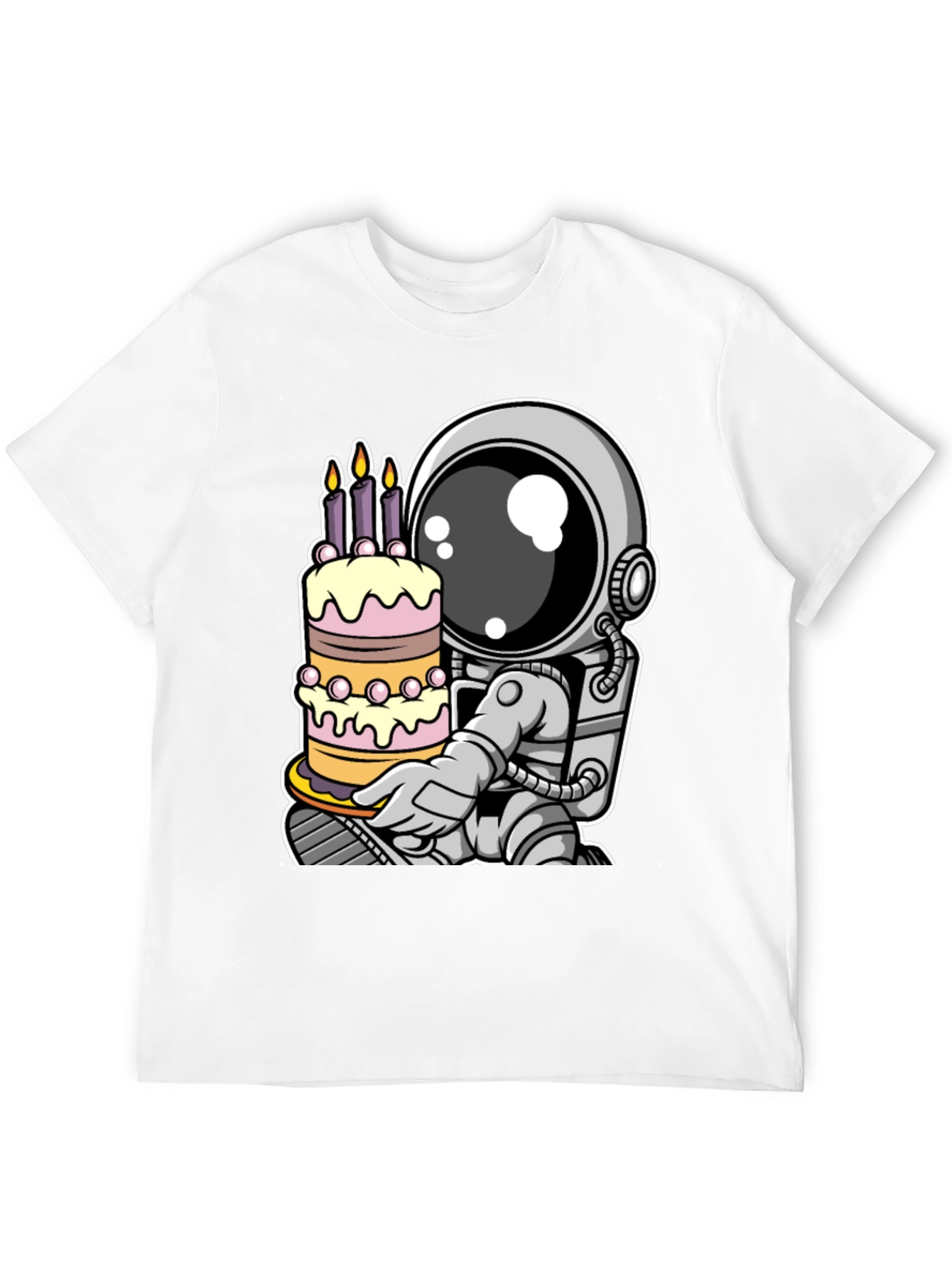Astronaut Birthday Cake T-Shirt - Space Celebration Tee