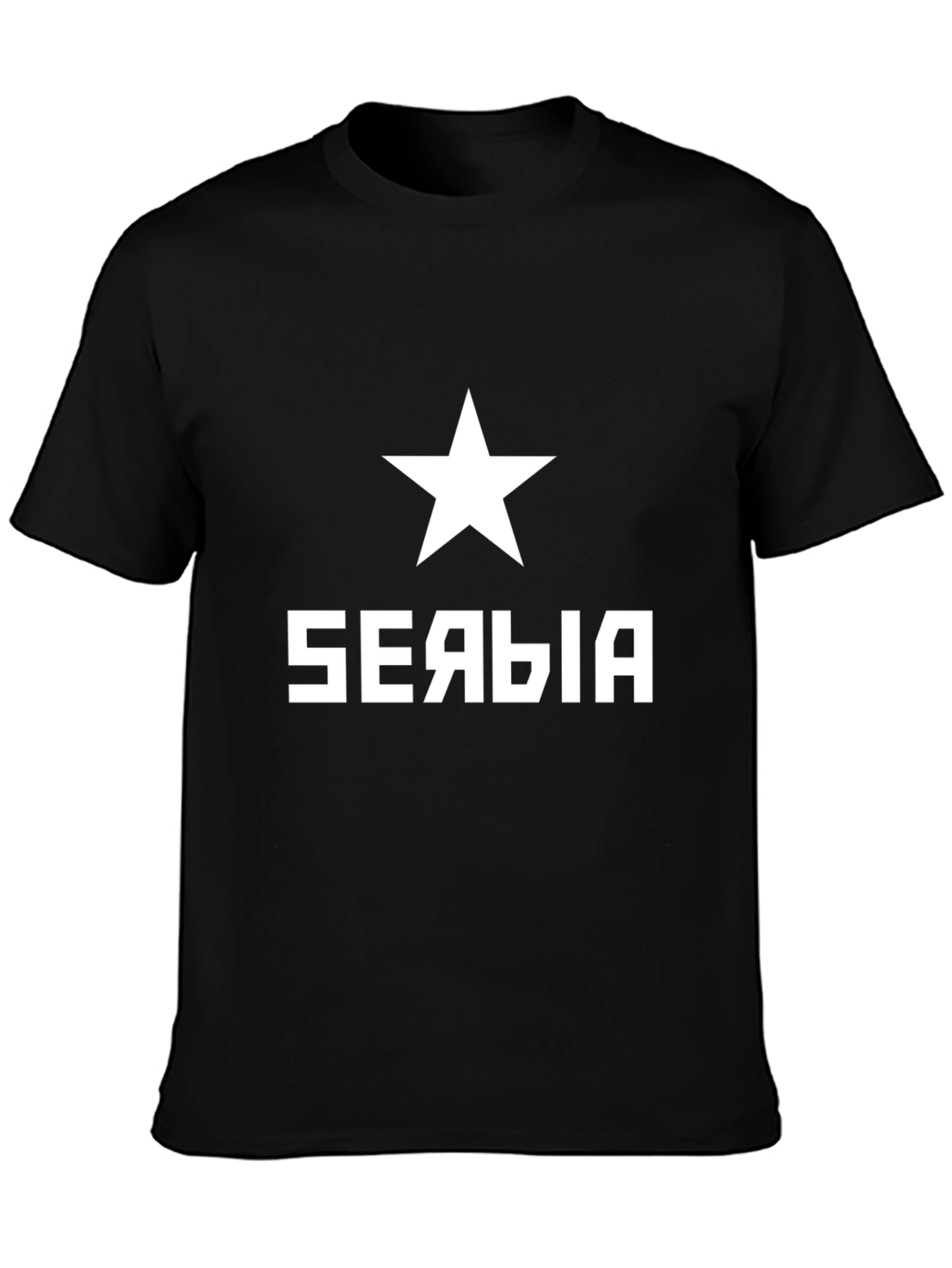 Serbia Star Graphic Tee - Mens Black T-Shirt