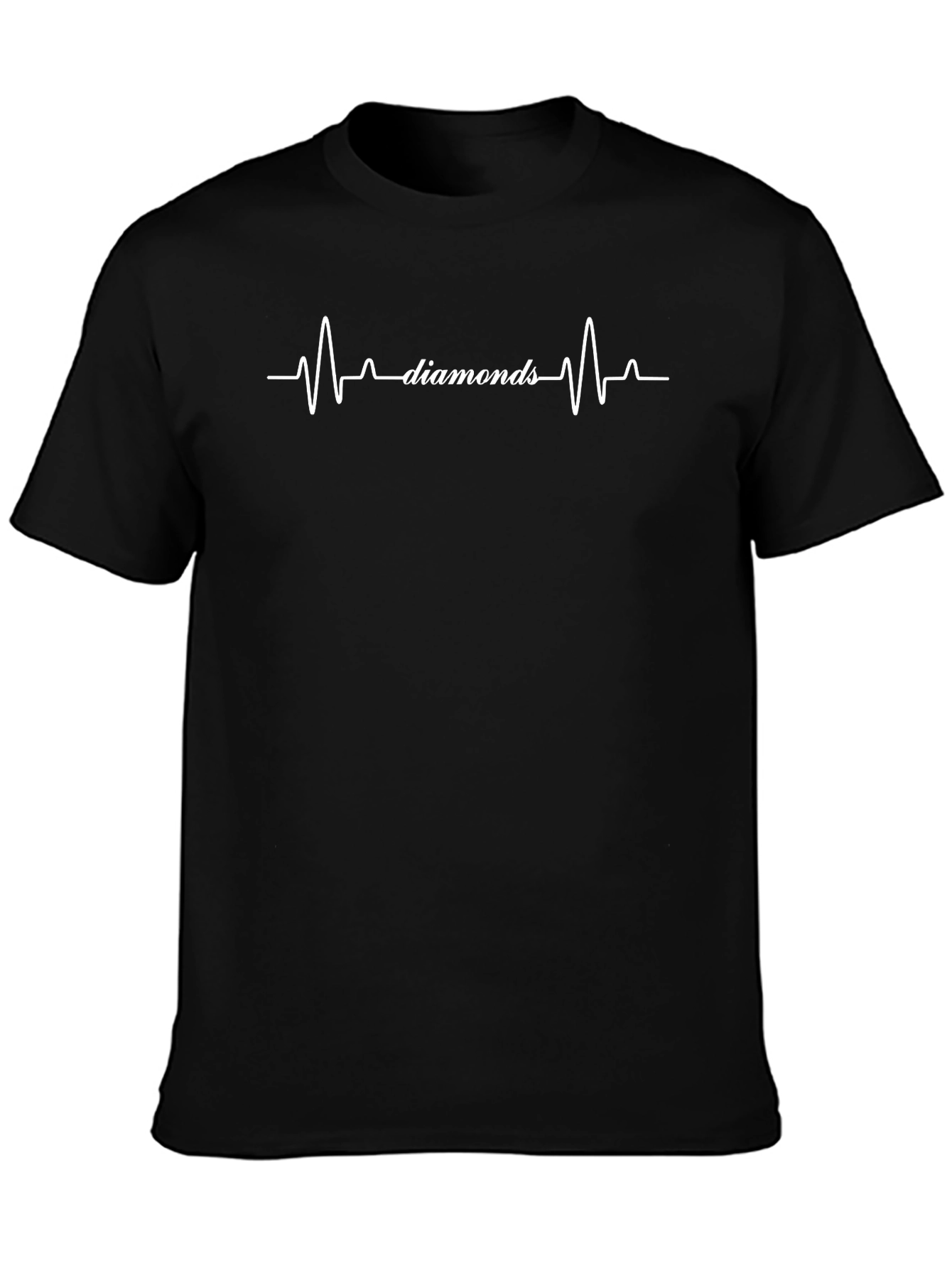 Diamonds Heartbeat Graphic Black T-Shirt