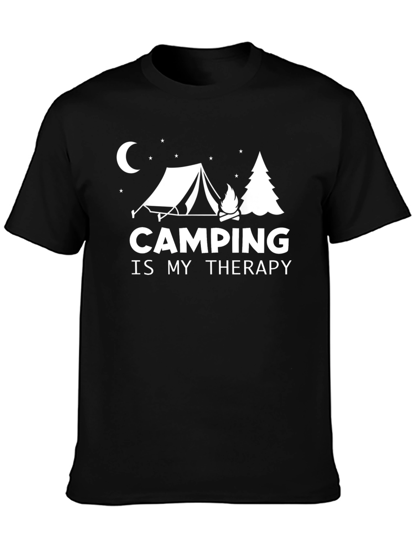 Camping Is My Therapy Graphic Tee - Black