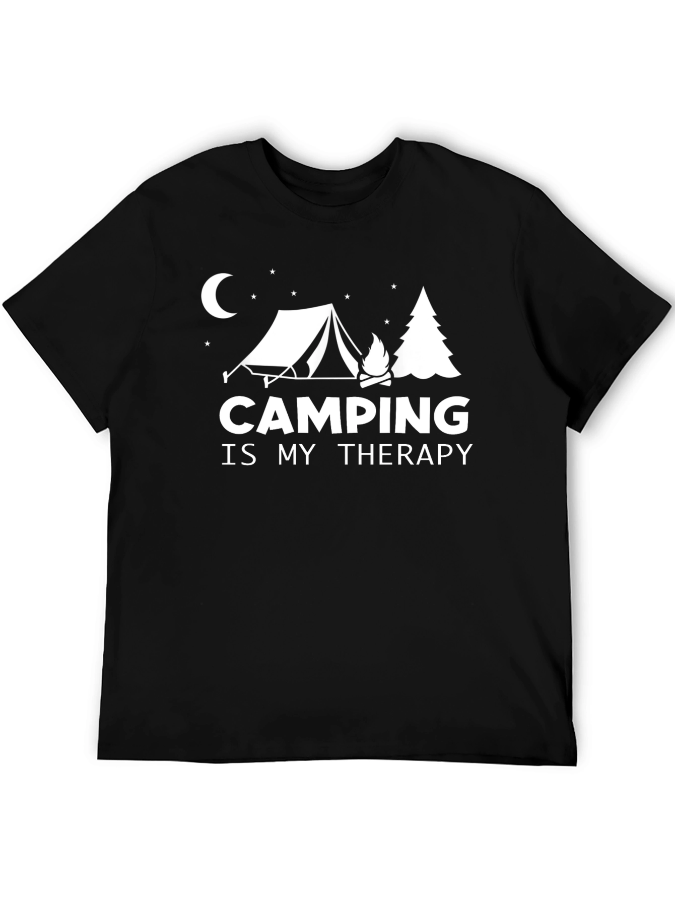 Camping Is My Therapy Graphic Tee - Black
