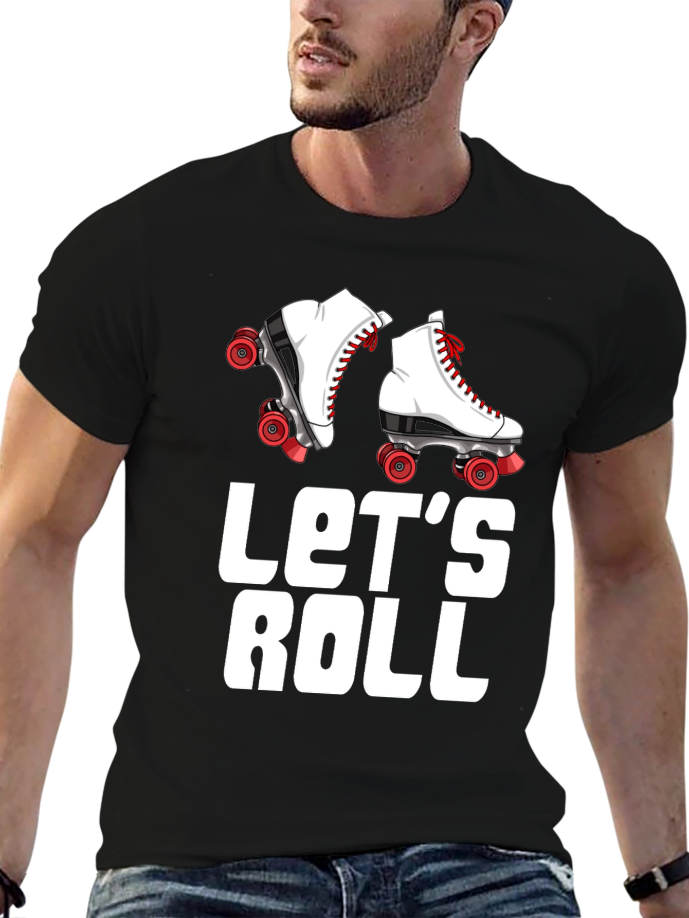 Lets Roll Retro Roller Skate Graphic Tee