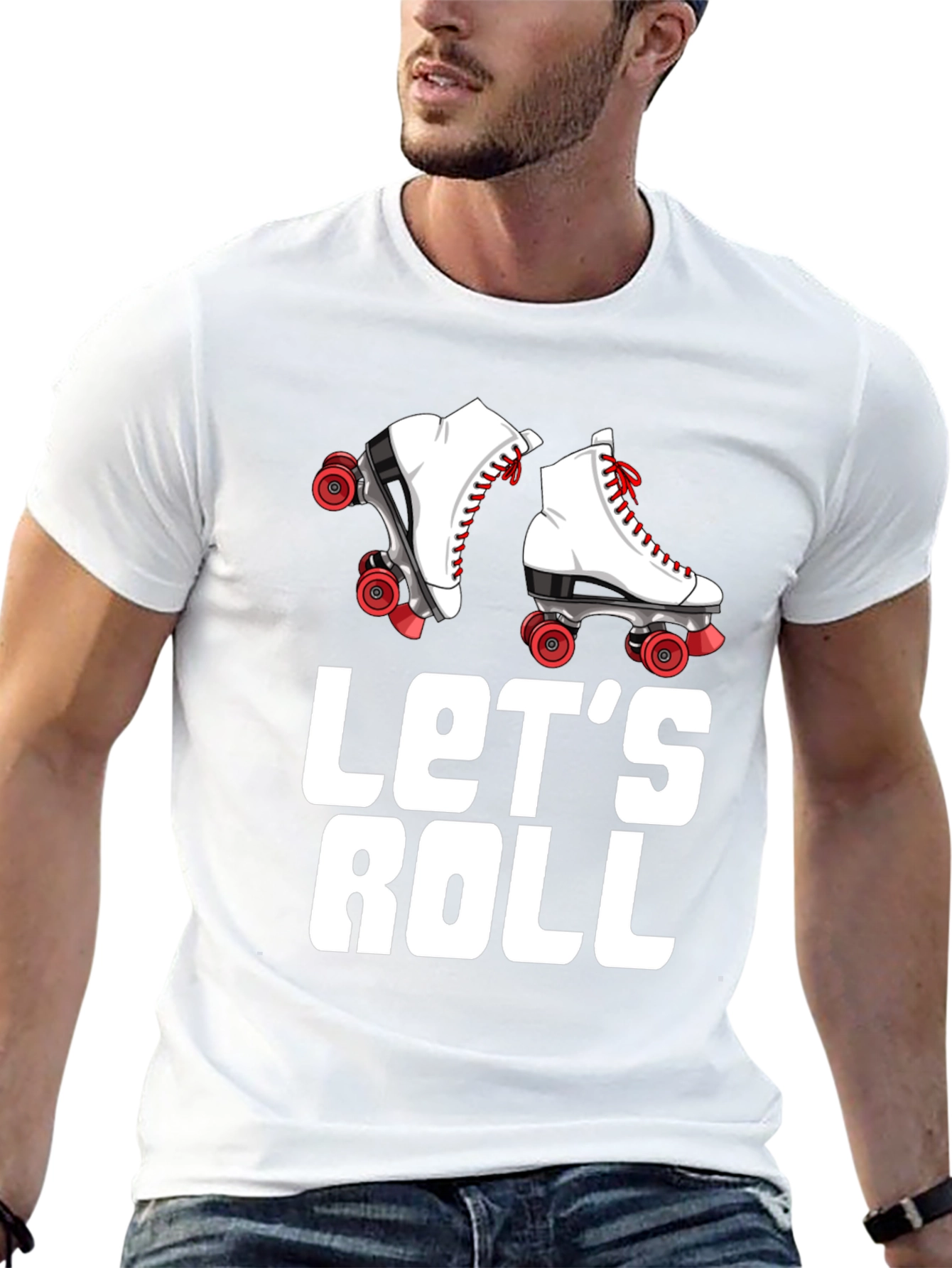 Lets Roll Retro Roller Skate Graphic Tee